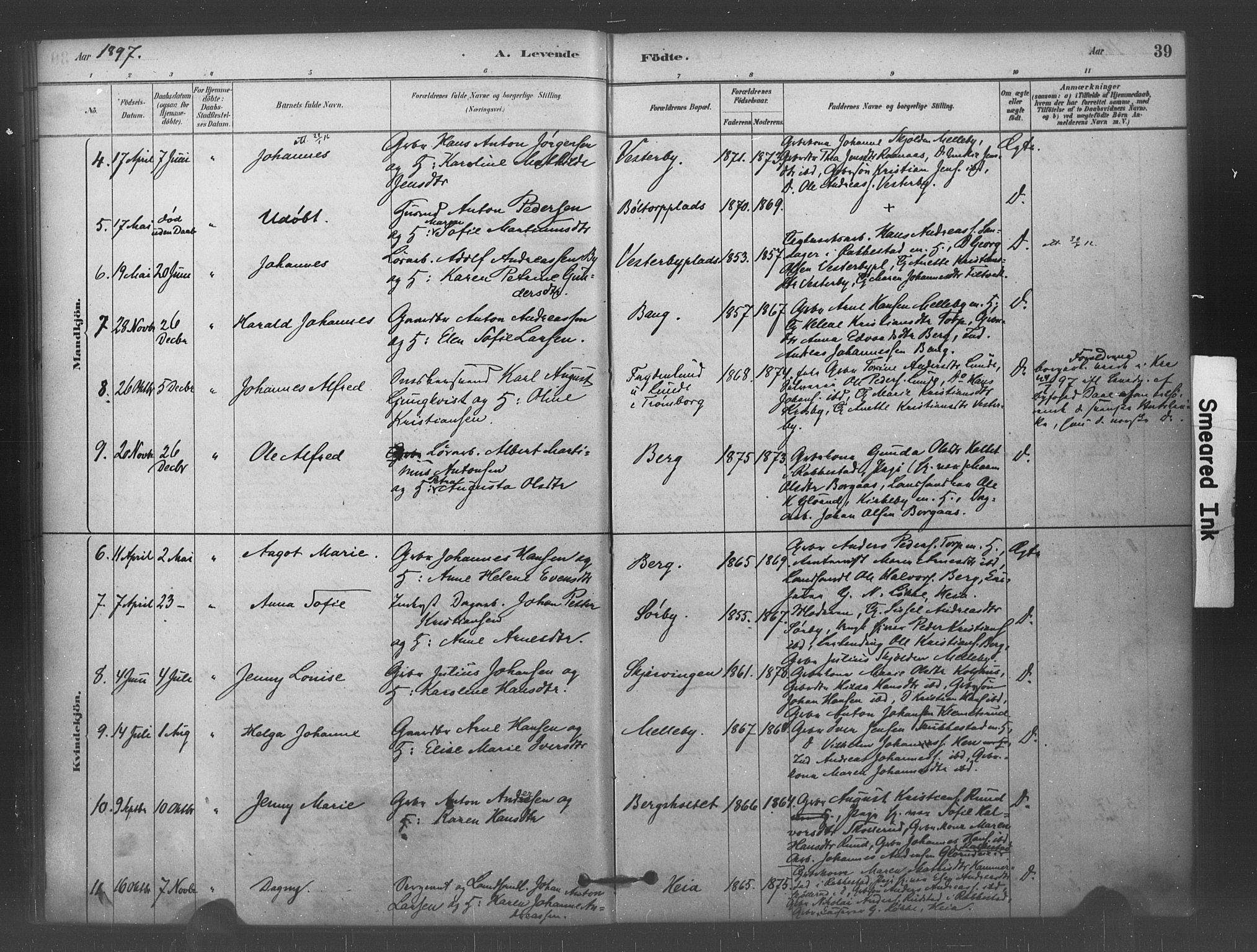 Eidsberg prestekontor Kirkebøker, AV/SAO-A-10905/F/Fc/L0001: Parish register (official) no. III 1, 1879-1905, p. 39