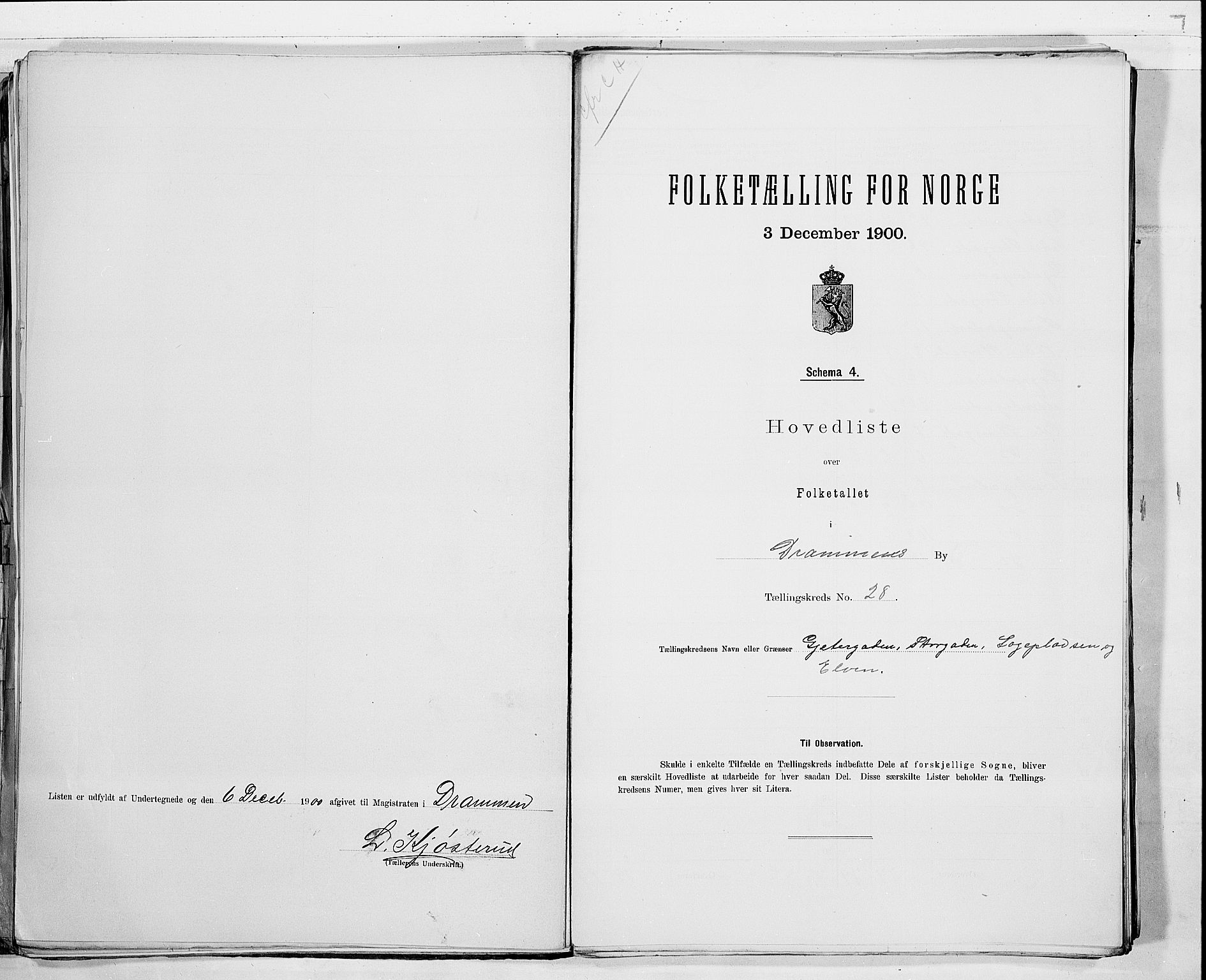 RA, 1900 census for Drammen, 1900, p. 61