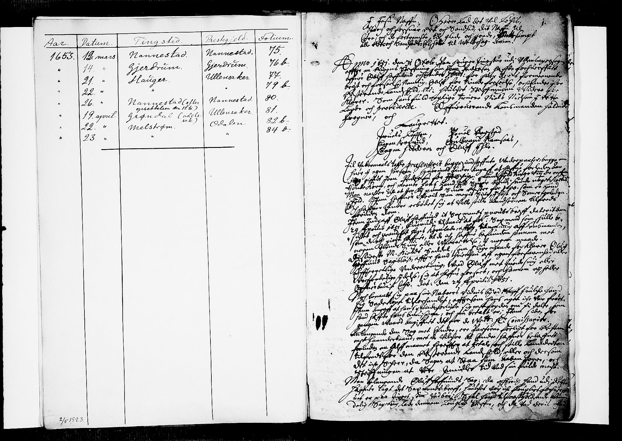 Øvre Romerike sorenskriveri, SAO/A-10649/F/Fb/L0001: Tingbok 1, 1651-1653, p. 0b-1a