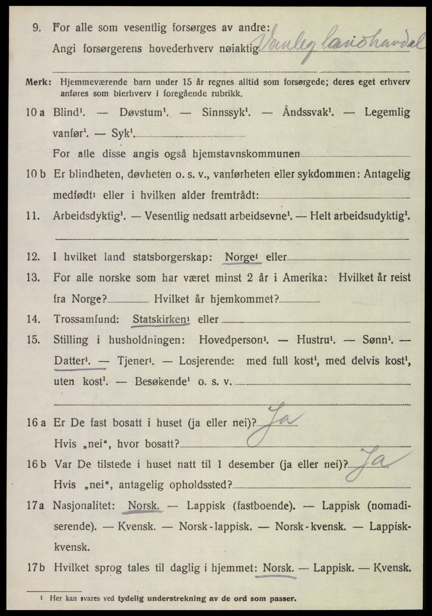 SAT, 1920 census for Frosta, 1920, p. 5157