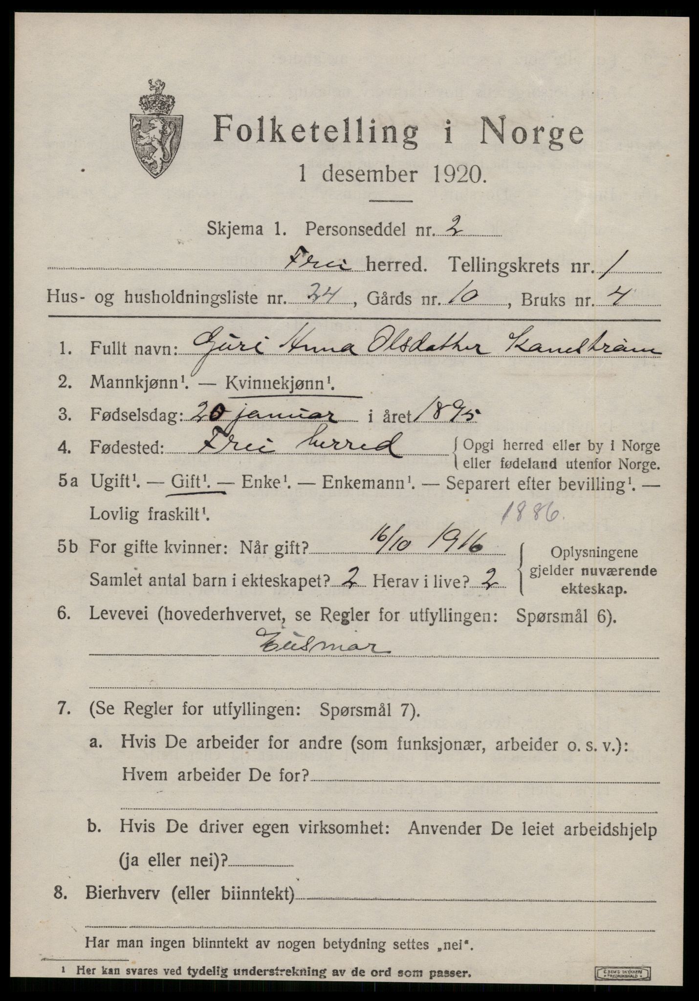 SAT, 1920 census for Frei, 1920, p. 753