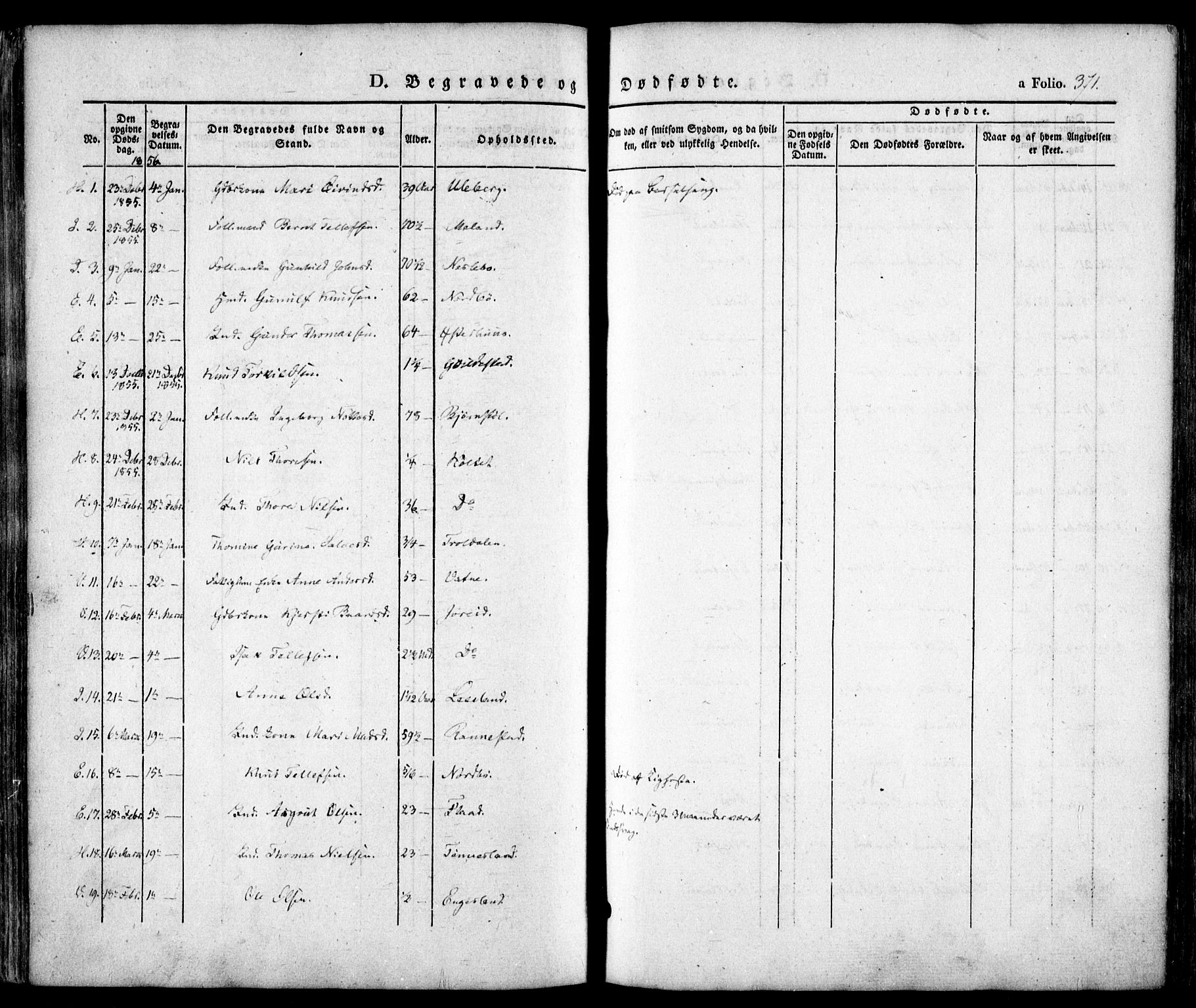 Evje sokneprestkontor, SAK/1111-0008/F/Fa/Faa/L0005: Parish register (official) no. A 5, 1843-1865, p. 371