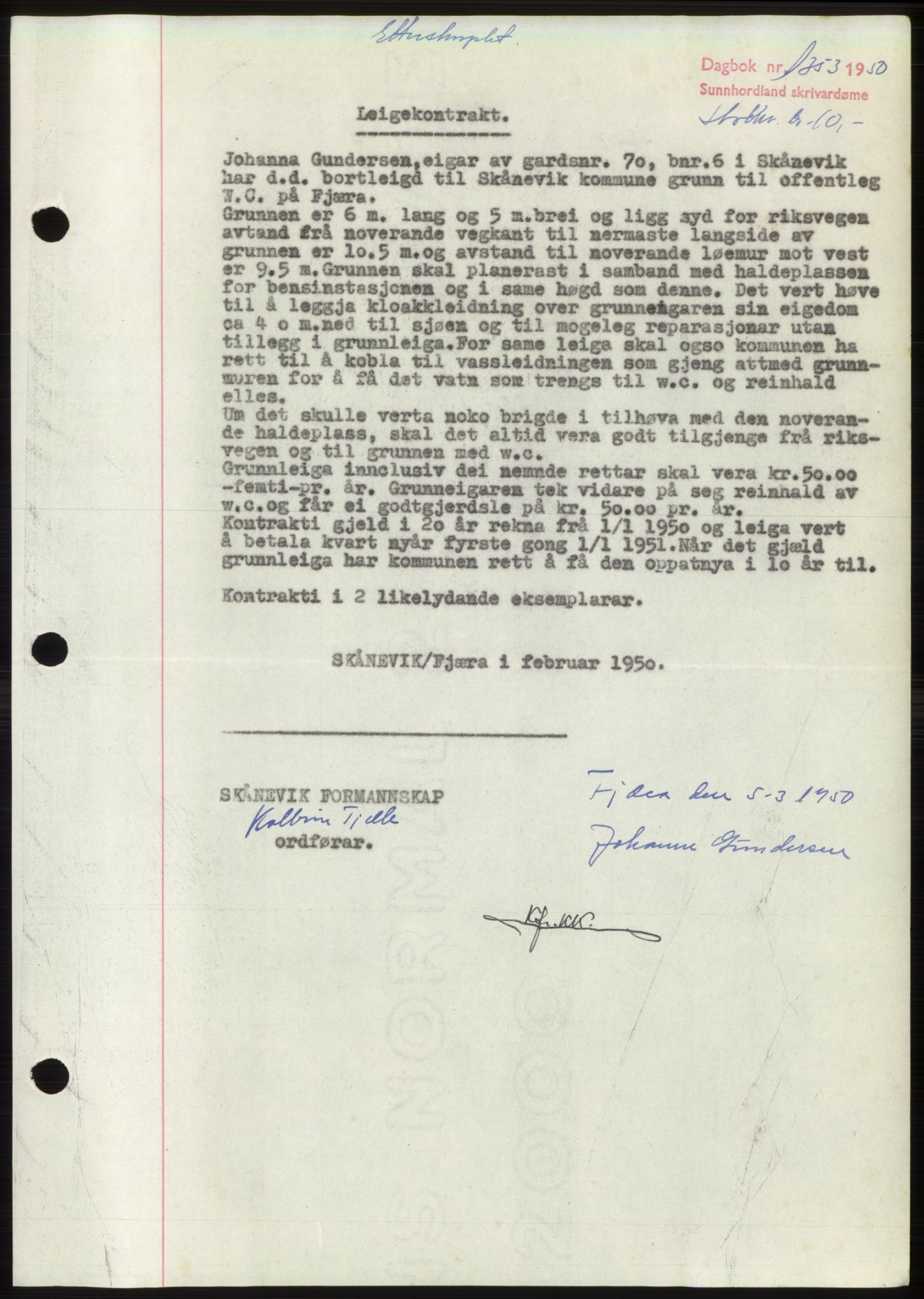 Sunnhordland sorenskrivar, AV/SAB-A-2401: Mortgage book no. B75-79, 1948-1950, Diary no: : 1353/1950
