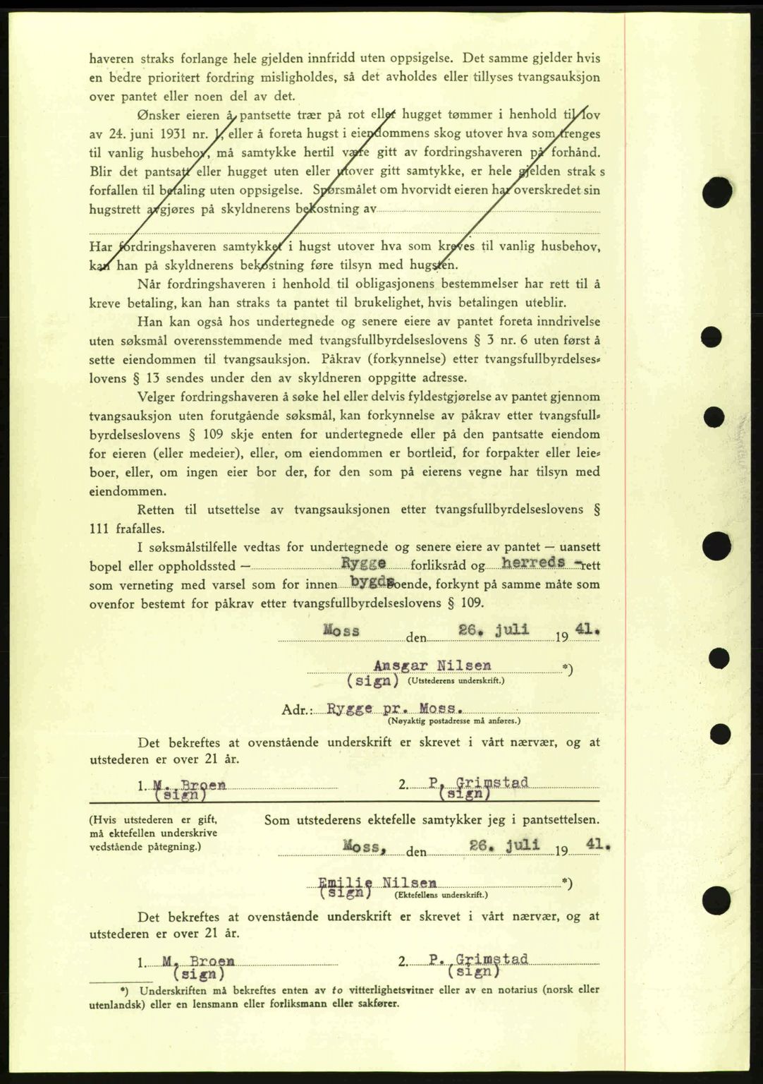 Moss sorenskriveri, AV/SAO-A-10168: Mortgage book no. B11, 1941-1942, Diary no: : 1418/1941