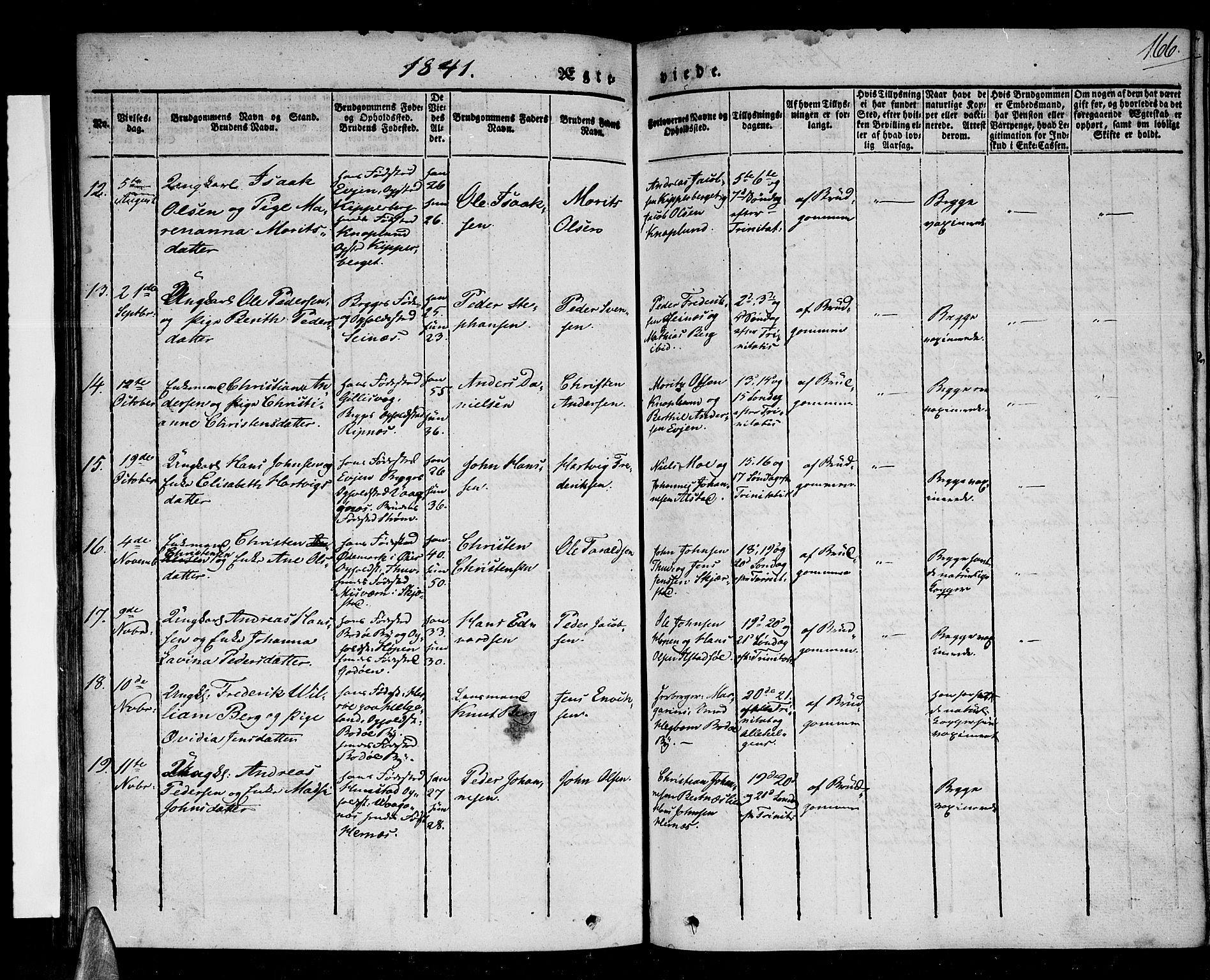 Ministerialprotokoller, klokkerbøker og fødselsregistre - Nordland, AV/SAT-A-1459/801/L0006: Parish register (official) no. 801A06, 1834-1845, p. 166