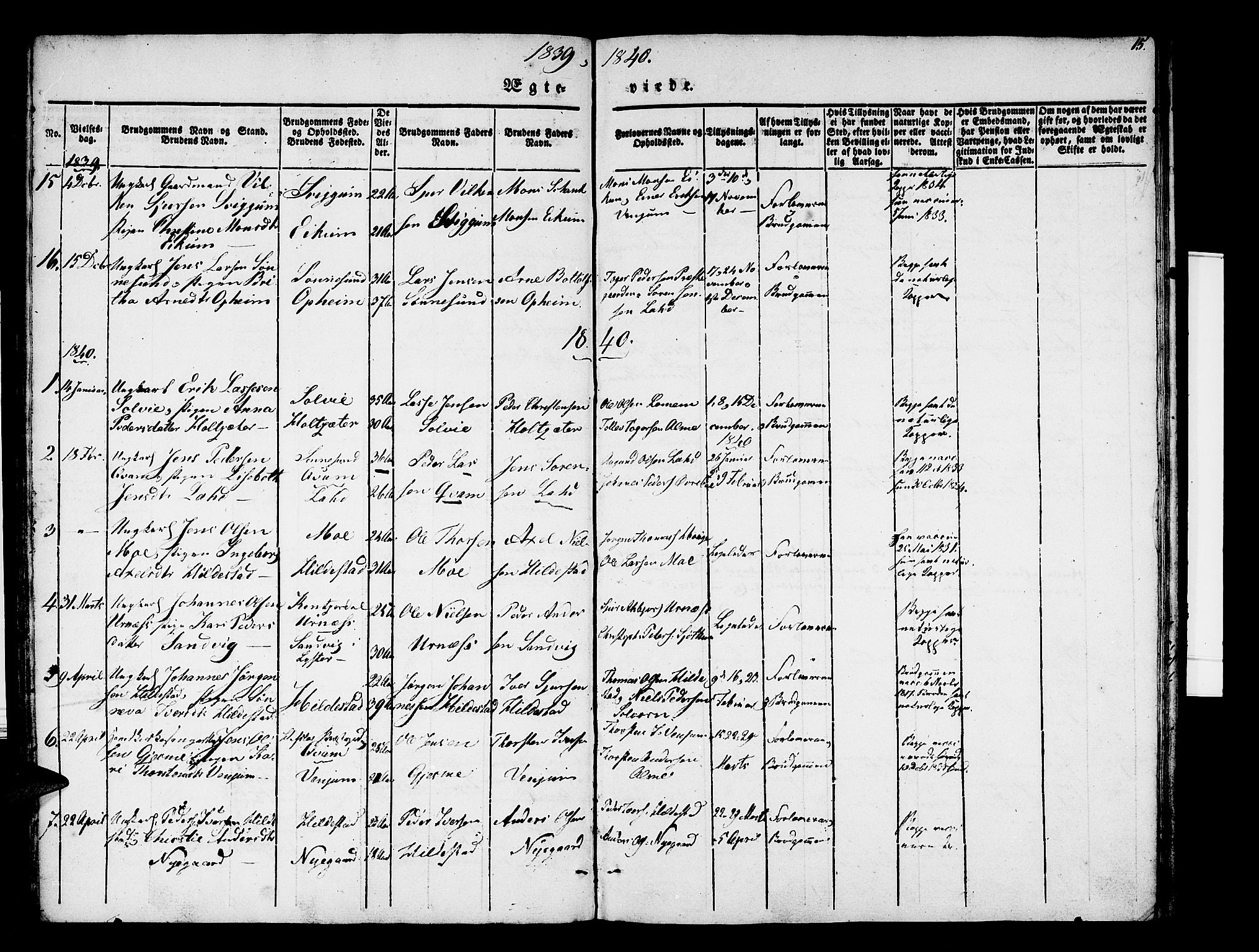 Hafslo sokneprestembete, AV/SAB-A-80301/H/Haa/Haaa/L0007: Parish register (official) no. A 7, 1834-1854, p. 15