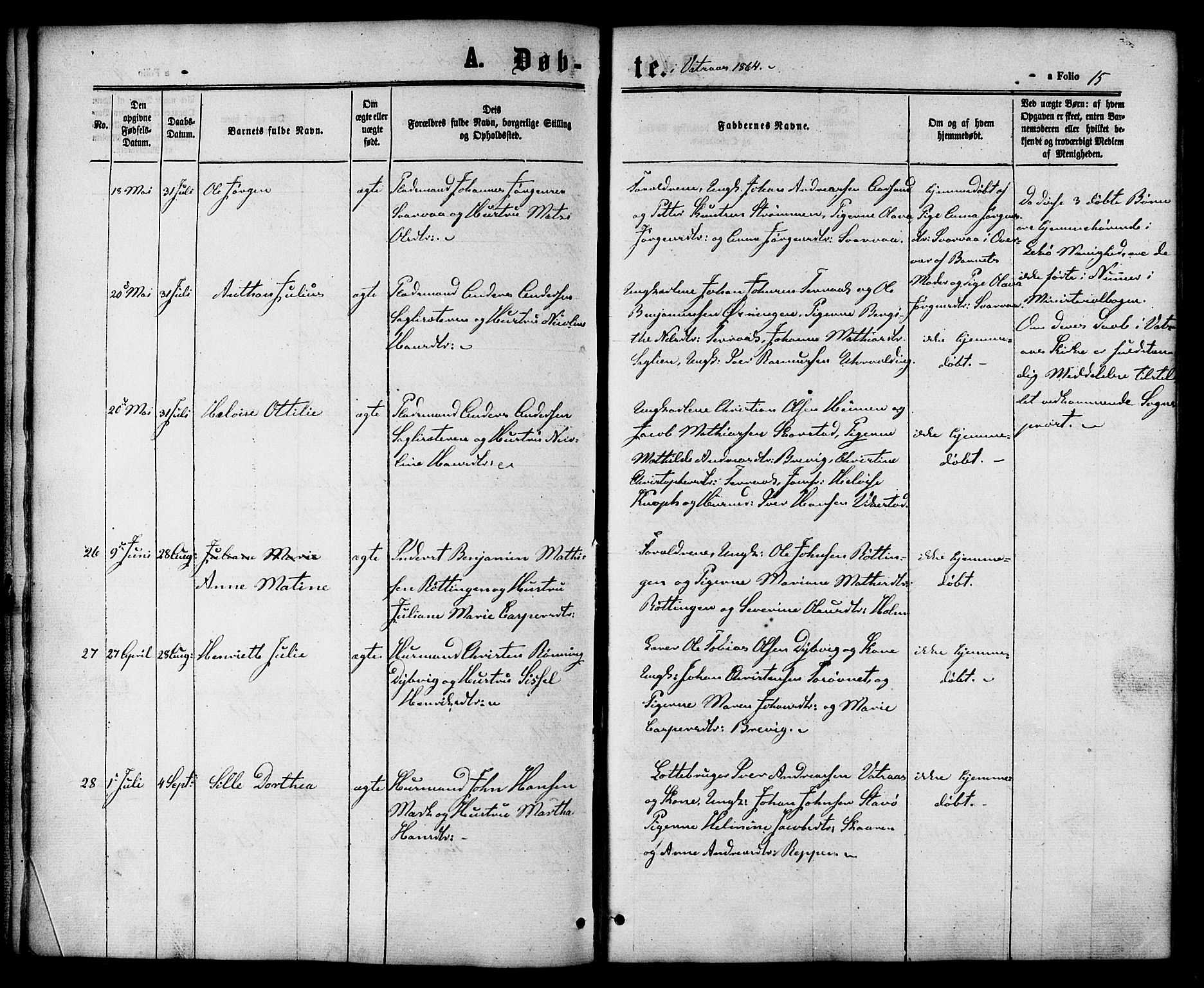 Ministerialprotokoller, klokkerbøker og fødselsregistre - Nordland, SAT/A-1459/810/L0146: Parish register (official) no. 810A08 /1, 1862-1874, p. 15