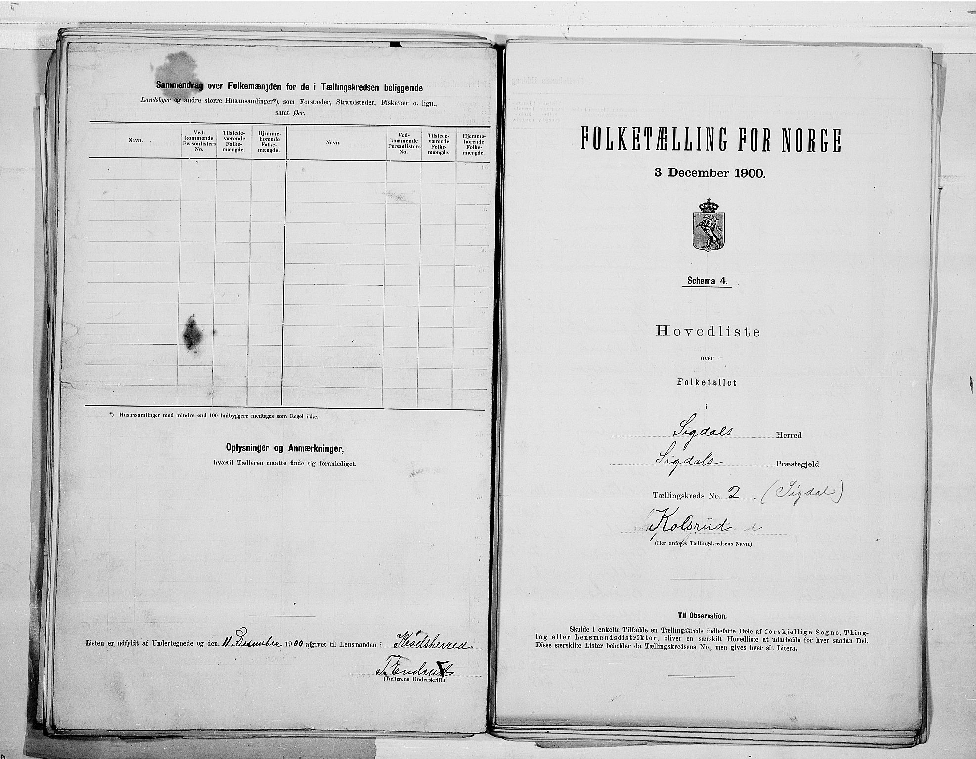 RA, 1900 census for Sigdal, 1900, p. 38