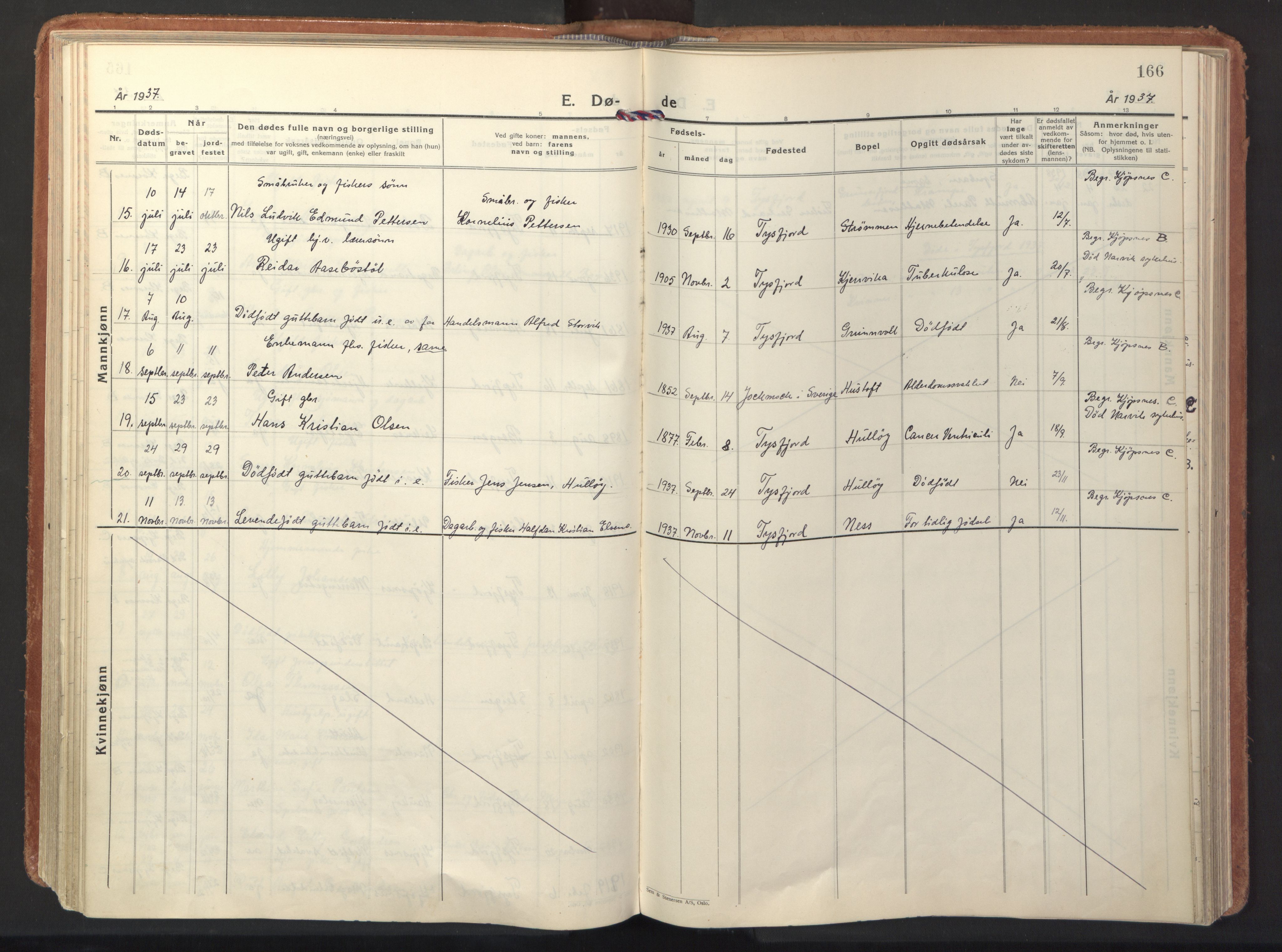 Ministerialprotokoller, klokkerbøker og fødselsregistre - Nordland, AV/SAT-A-1459/861/L0874: Parish register (official) no. 861A09, 1932-1939, p. 166