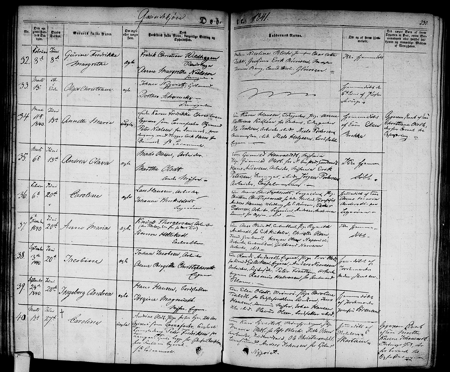Bragernes kirkebøker, SAKO/A-6/F/Fb/L0001: Parish register (official) no. II 1, 1830-1847, p. 230