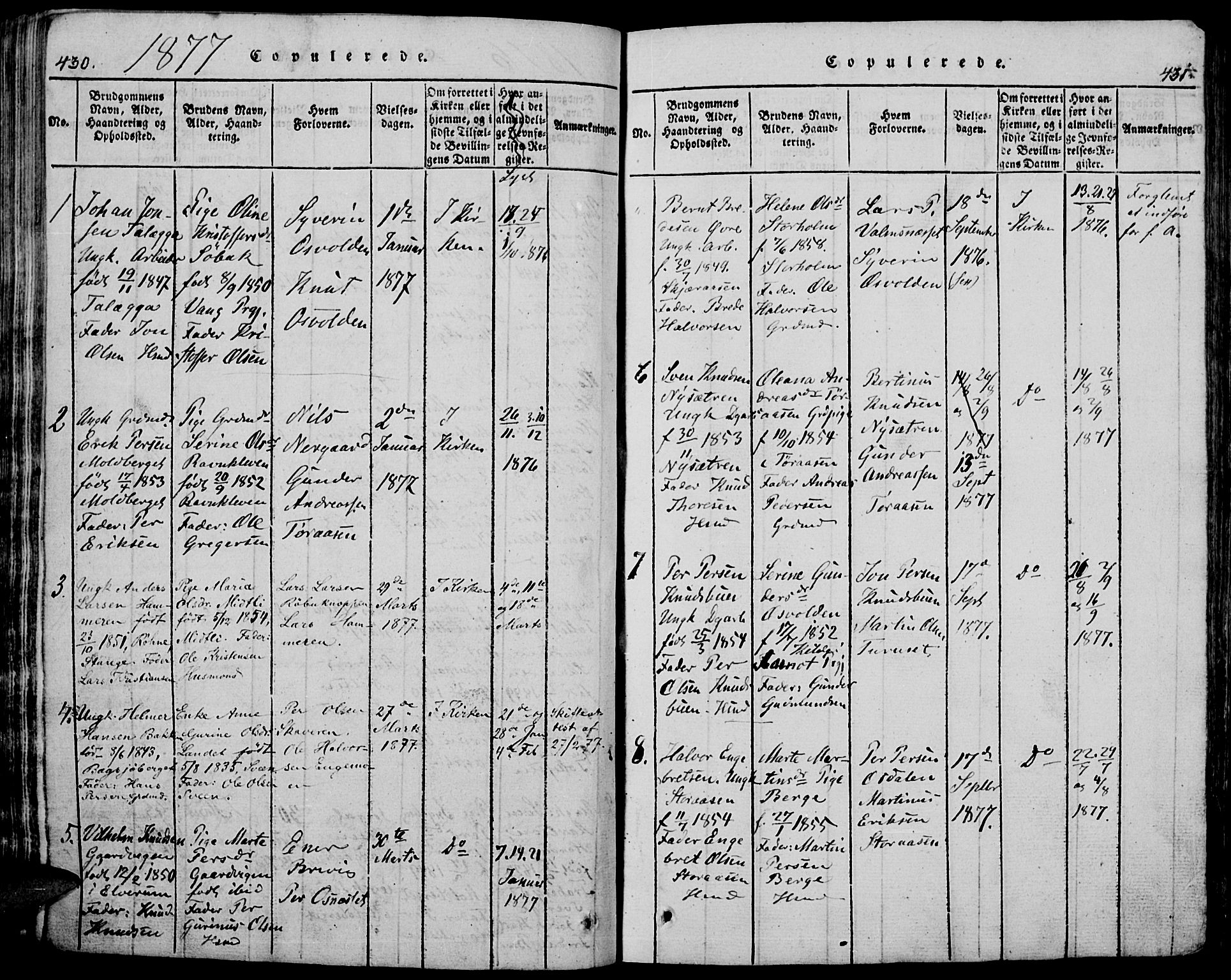 Trysil prestekontor, AV/SAH-PREST-046/H/Ha/Hab/L0005: Parish register (copy) no. 5, 1814-1877, p. 430-431