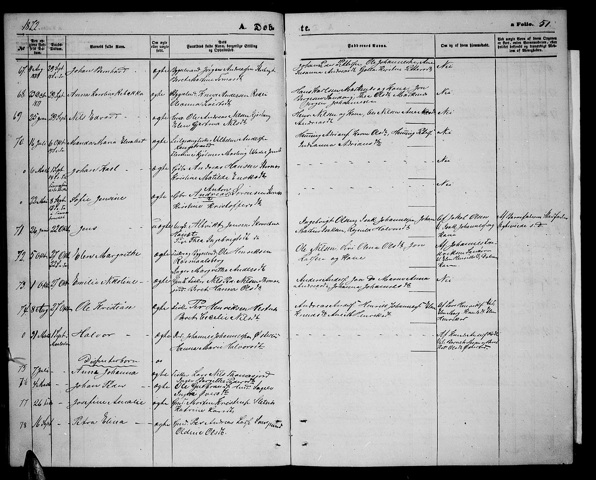 Balsfjord sokneprestembete, SATØ/S-1303/G/Ga/L0006klokker: Parish register (copy) no. 6, 1863-1878, p. 51