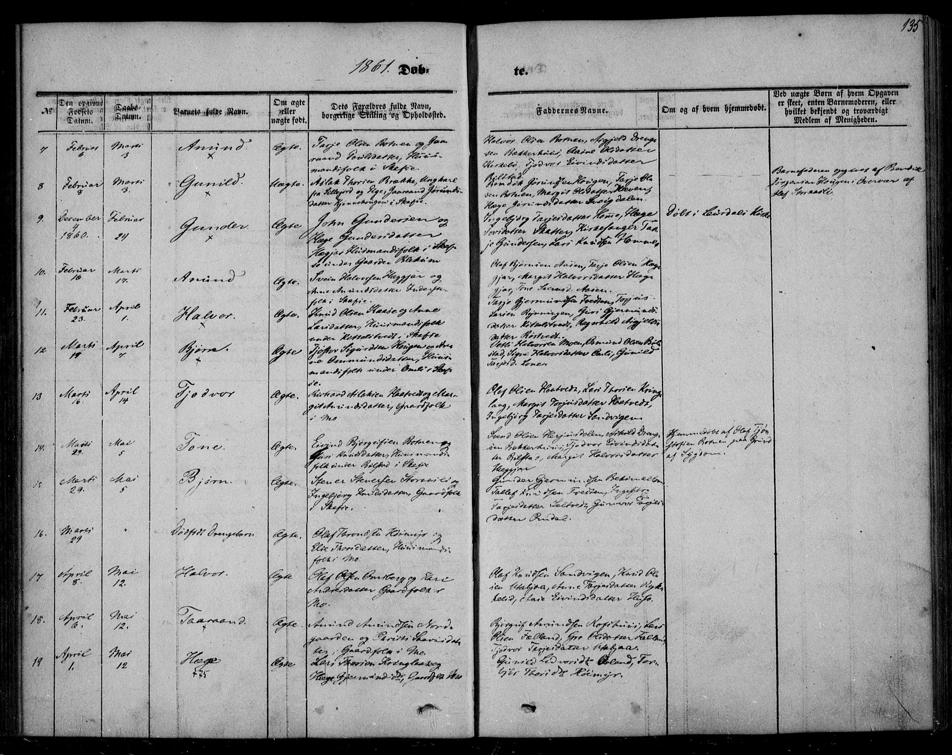 Mo kirkebøker, SAKO/A-286/F/Fa/L0005: Parish register (official) no. I 5, 1844-1864, p. 135