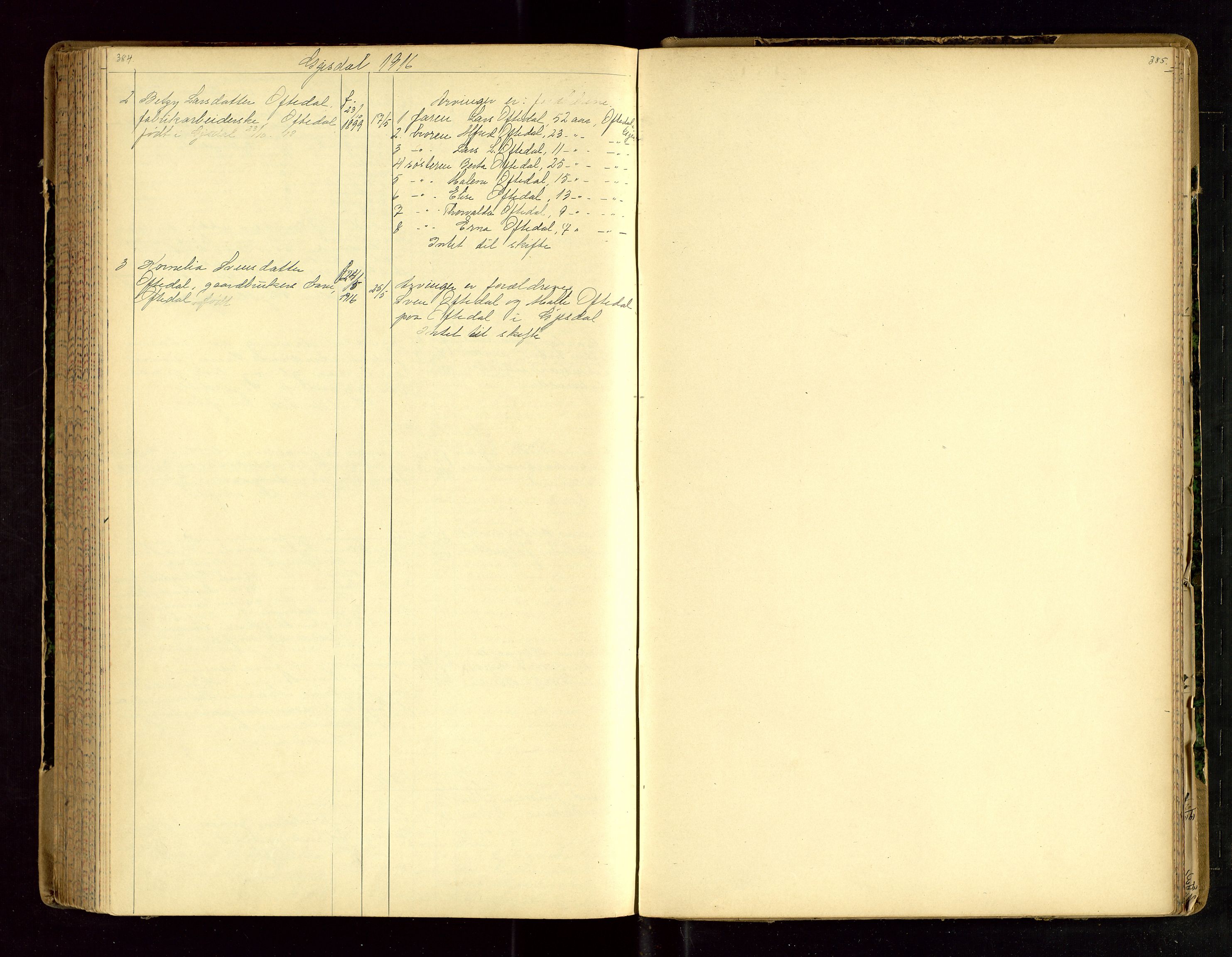 Jæren sorenskriveri, AV/SAST-A-100310/01/5/52/52B/L0003: DØDSFALLPROTOKOLL, 1910-1916, p. 384-385