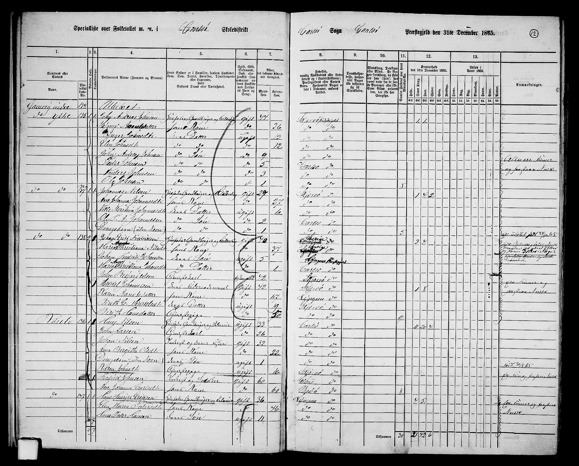 RA, 1865 census for Karlsøy, 1865, p. 11
