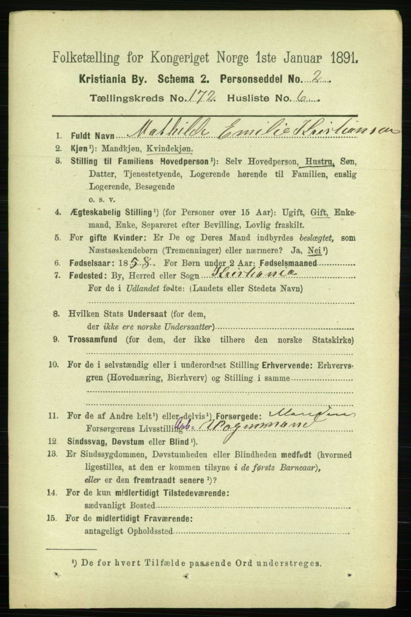 RA, 1891 census for 0301 Kristiania, 1891, p. 102016
