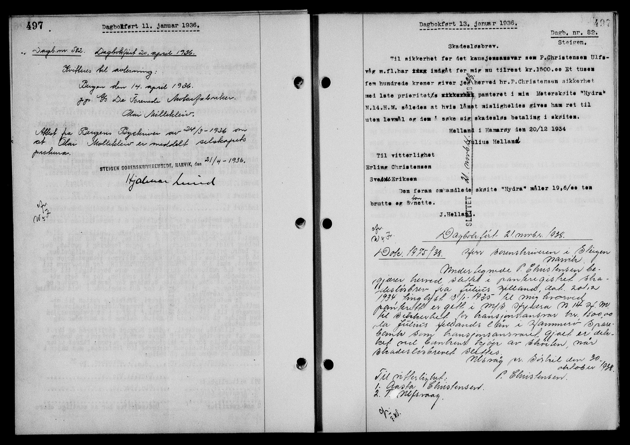 Steigen og Ofoten sorenskriveri, SAT/A-0030/1/2/2C/L0026: Mortgage book no. 30, 1935-1936, Deed date: 13.01.1936