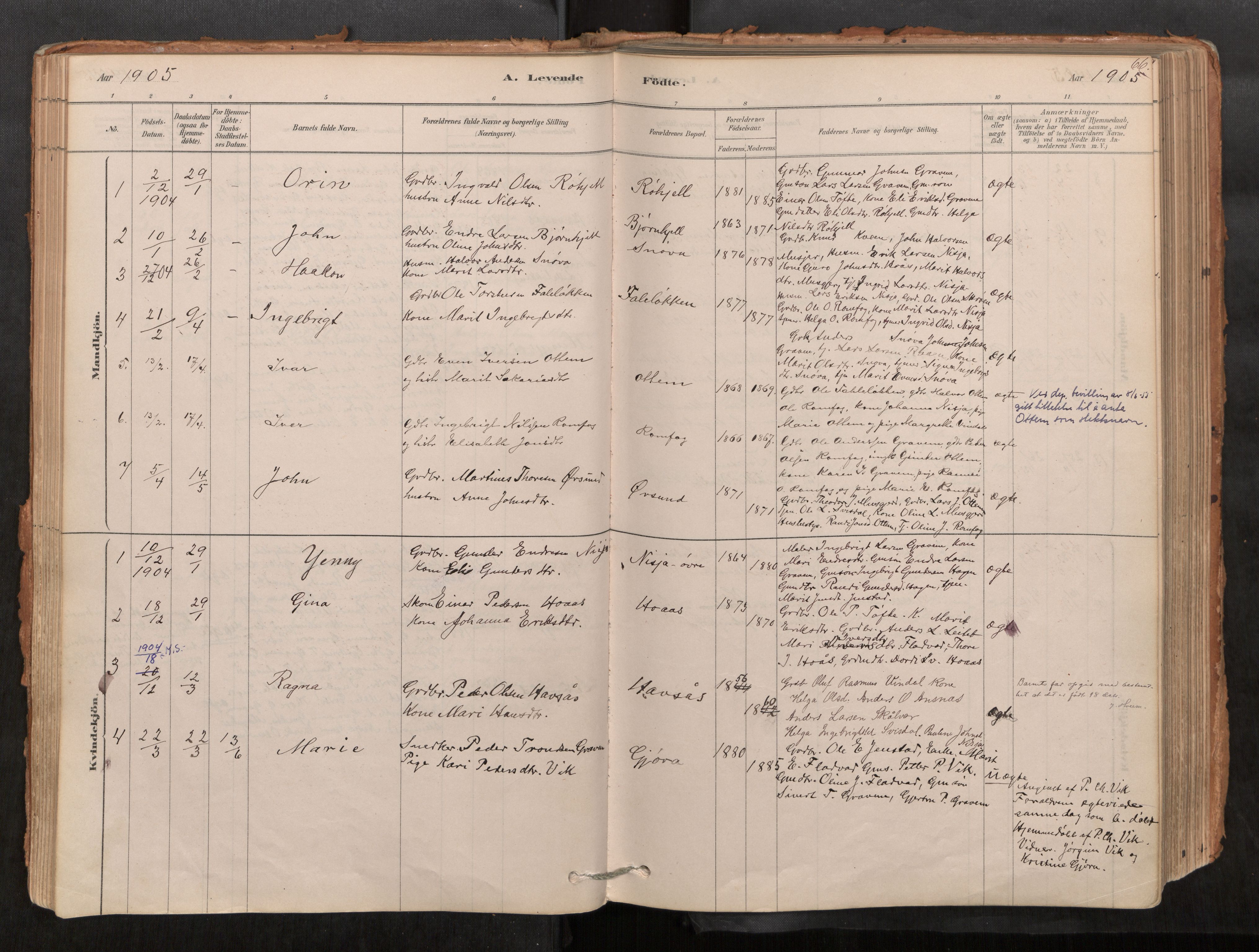 Sunndal sokneprestkontor, AV/SAT-A-1085/1/I/I1/I1a/L0001: Parish register (official) no. 1, 1877-1914, p. 66