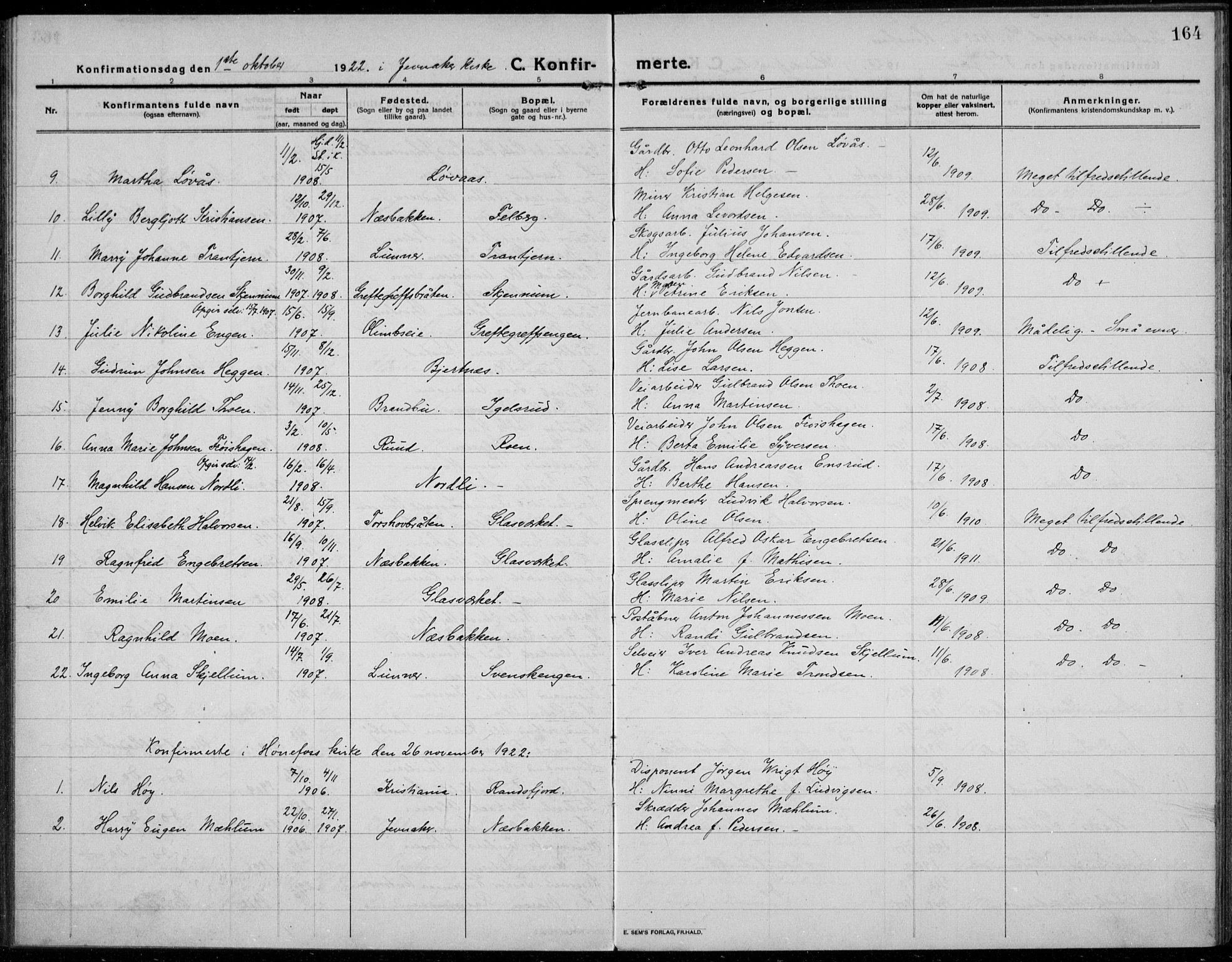 Jevnaker prestekontor, SAH/PREST-116/H/Ha/Haa/L0012: Parish register (official) no. 12, 1914-1924, p. 164