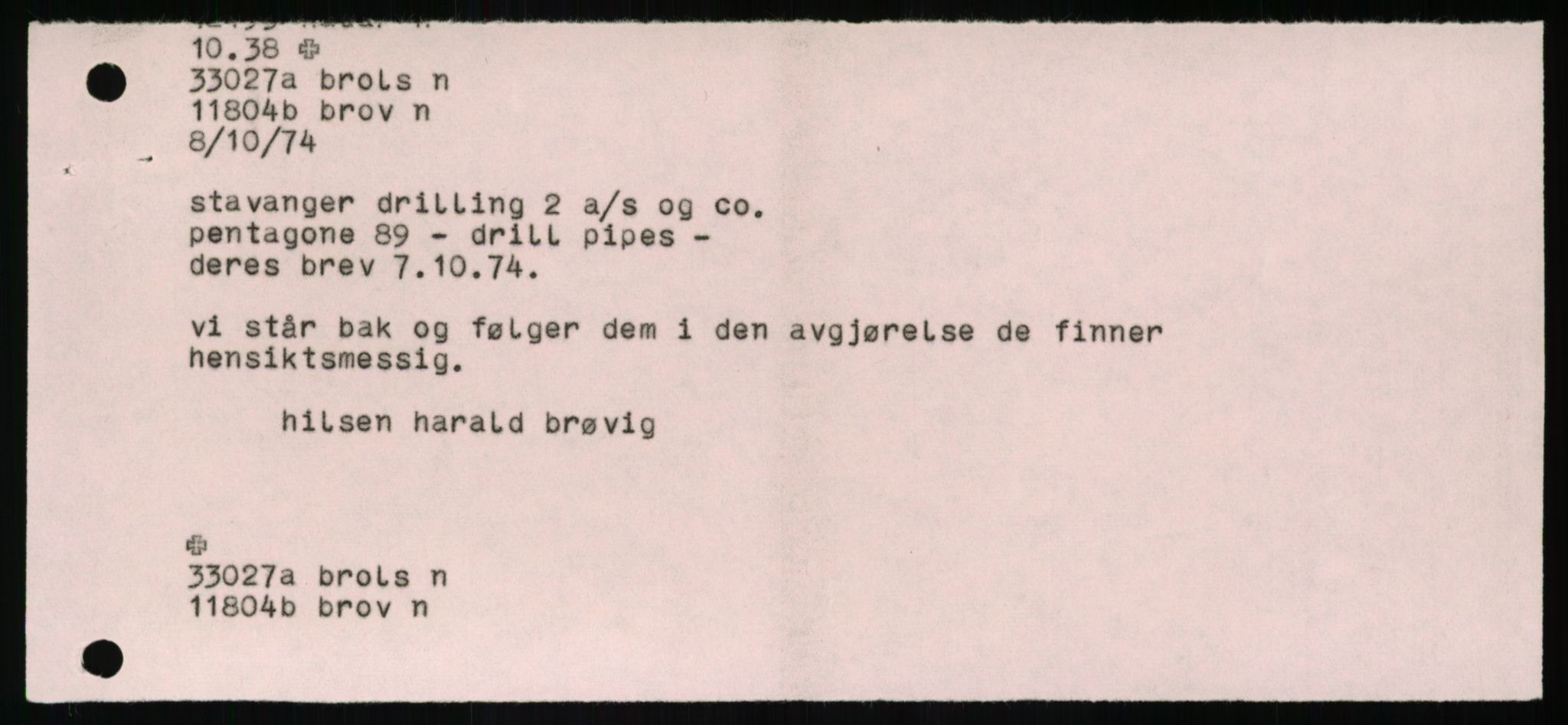 Pa 1503 - Stavanger Drilling AS, AV/SAST-A-101906/A/Ab/Abc/L0006: Styrekorrespondanse Stavanger Drilling II A/S, 1974-1977, p. 155