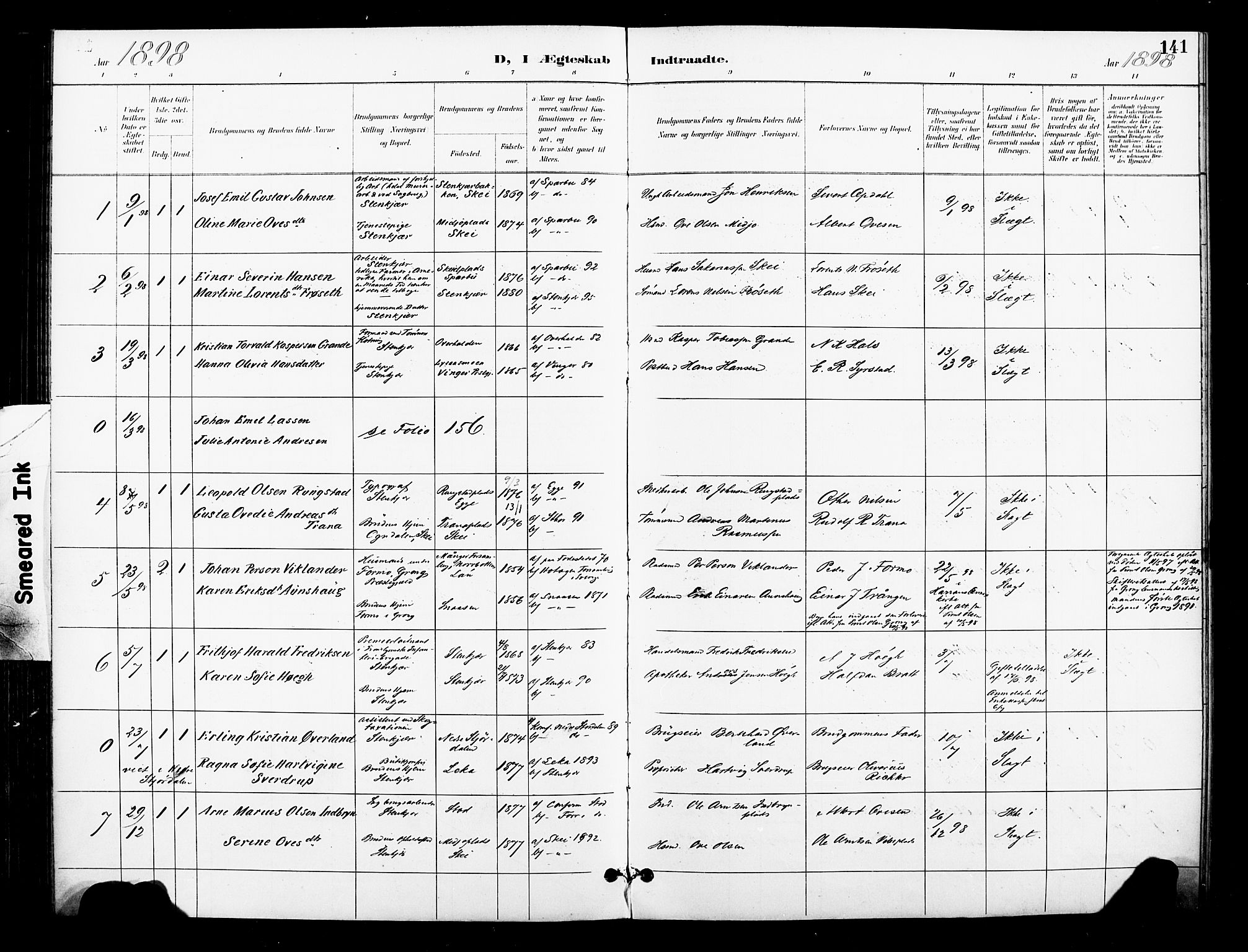 Ministerialprotokoller, klokkerbøker og fødselsregistre - Nord-Trøndelag, SAT/A-1458/739/L0372: Parish register (official) no. 739A04, 1895-1903, p. 141