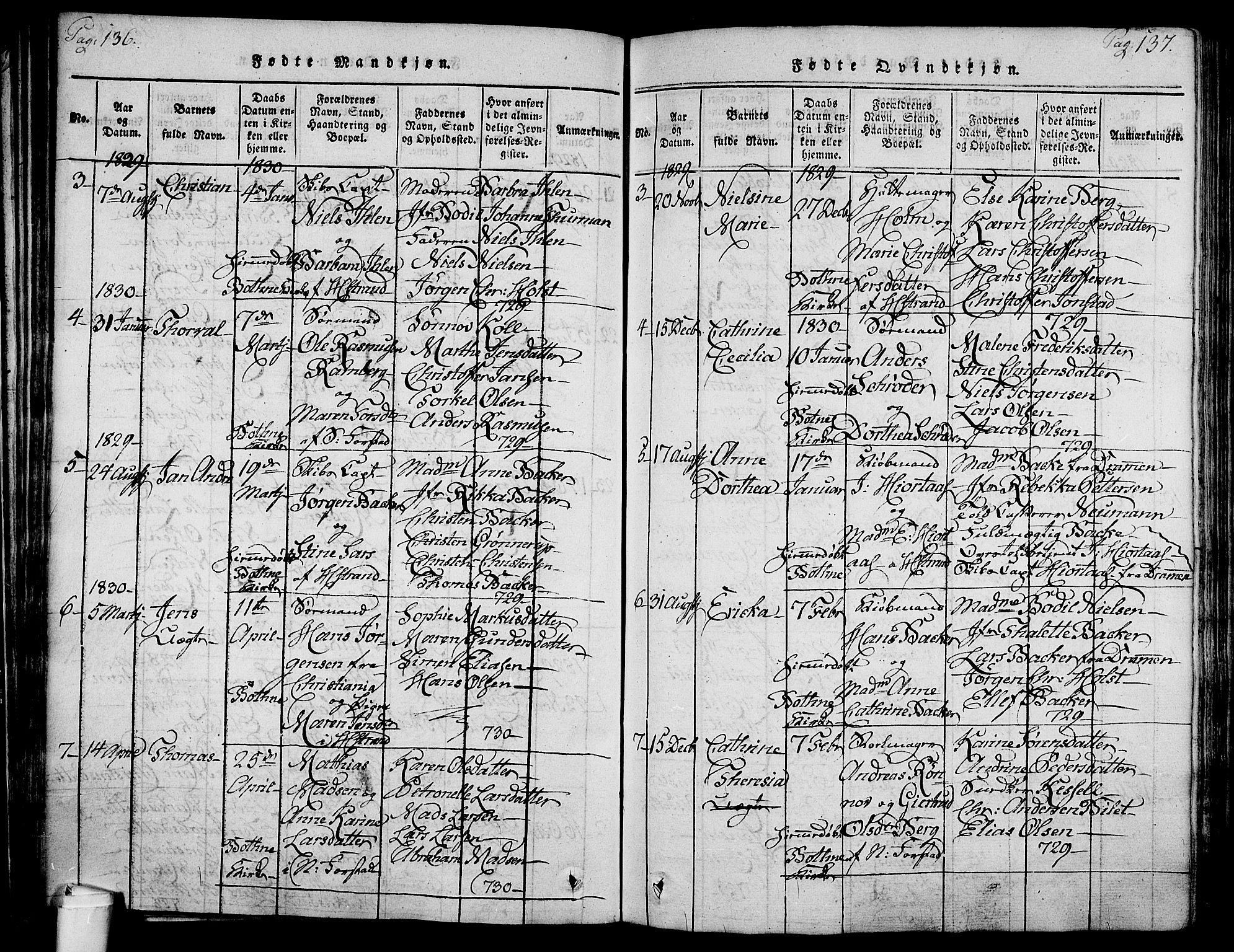 Holmestrand kirkebøker, AV/SAKO-A-346/F/Fa/L0001: Parish register (official) no. 1, 1814-1840, p. 136-137