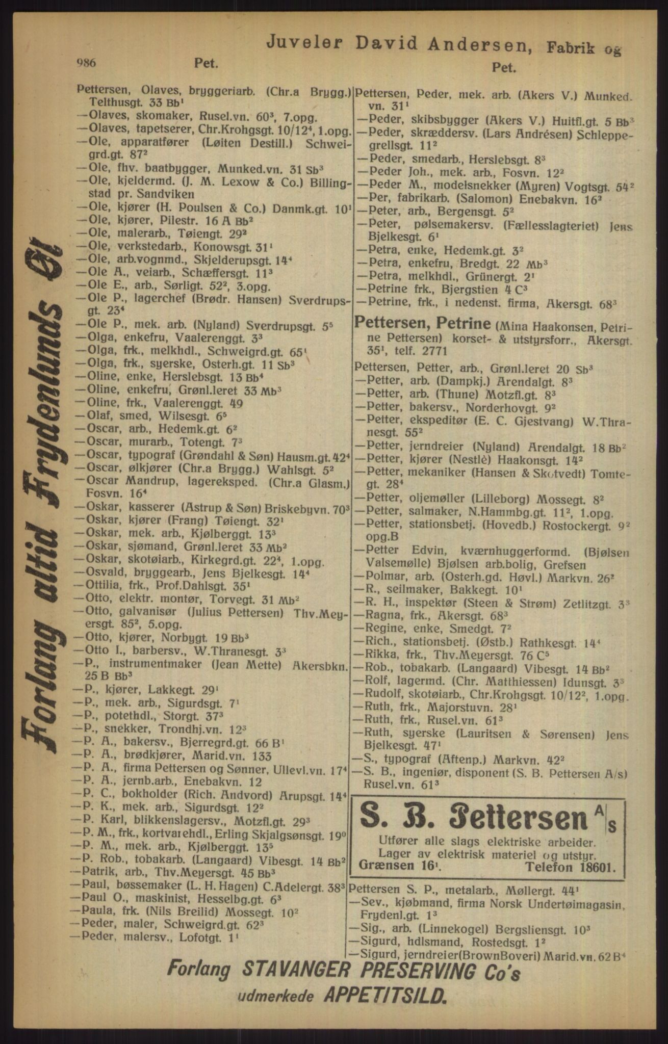 Kristiania/Oslo adressebok, PUBL/-, 1915, p. 986