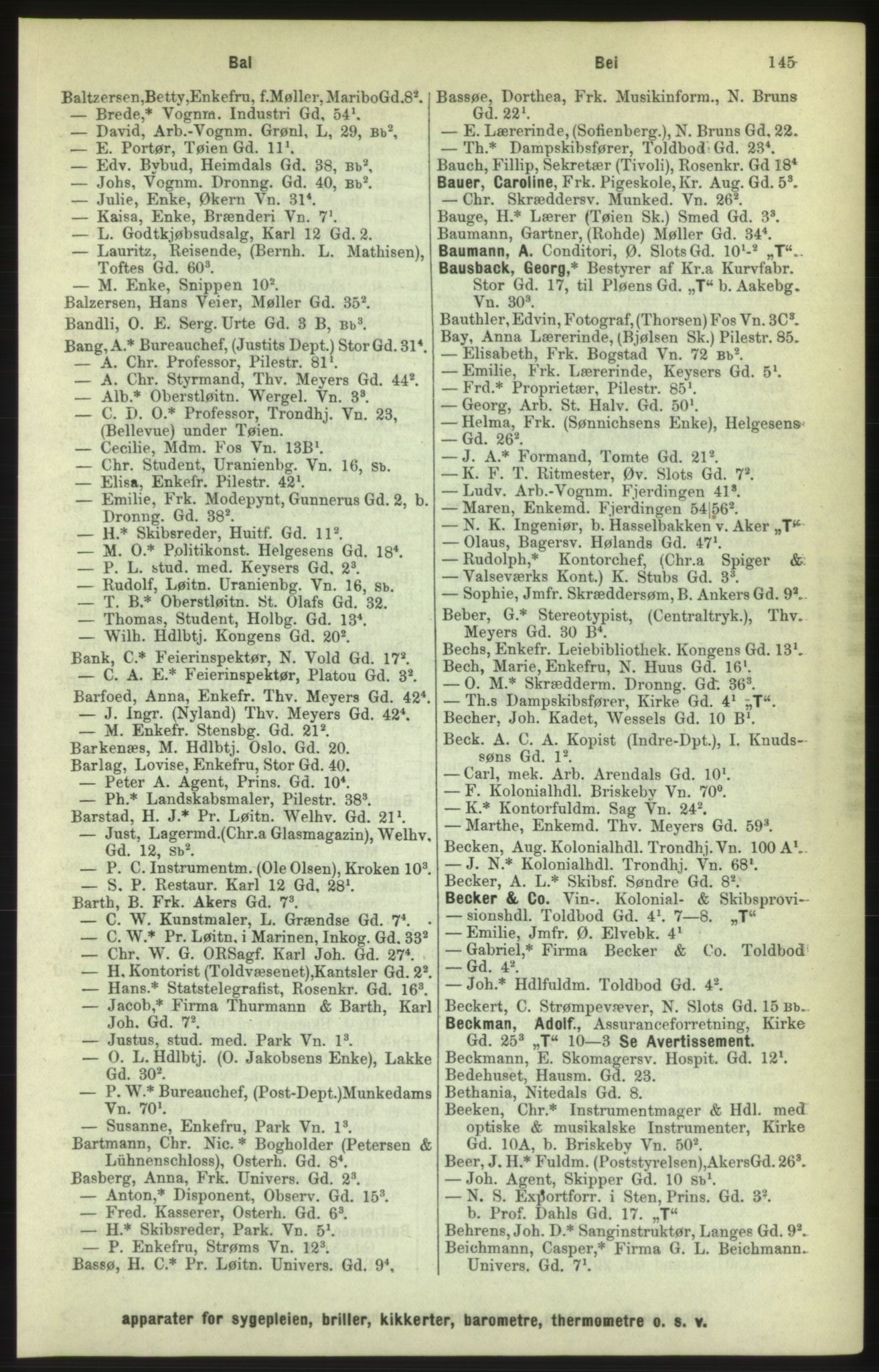 Kristiania/Oslo adressebok, PUBL/-, 1886, p. 145