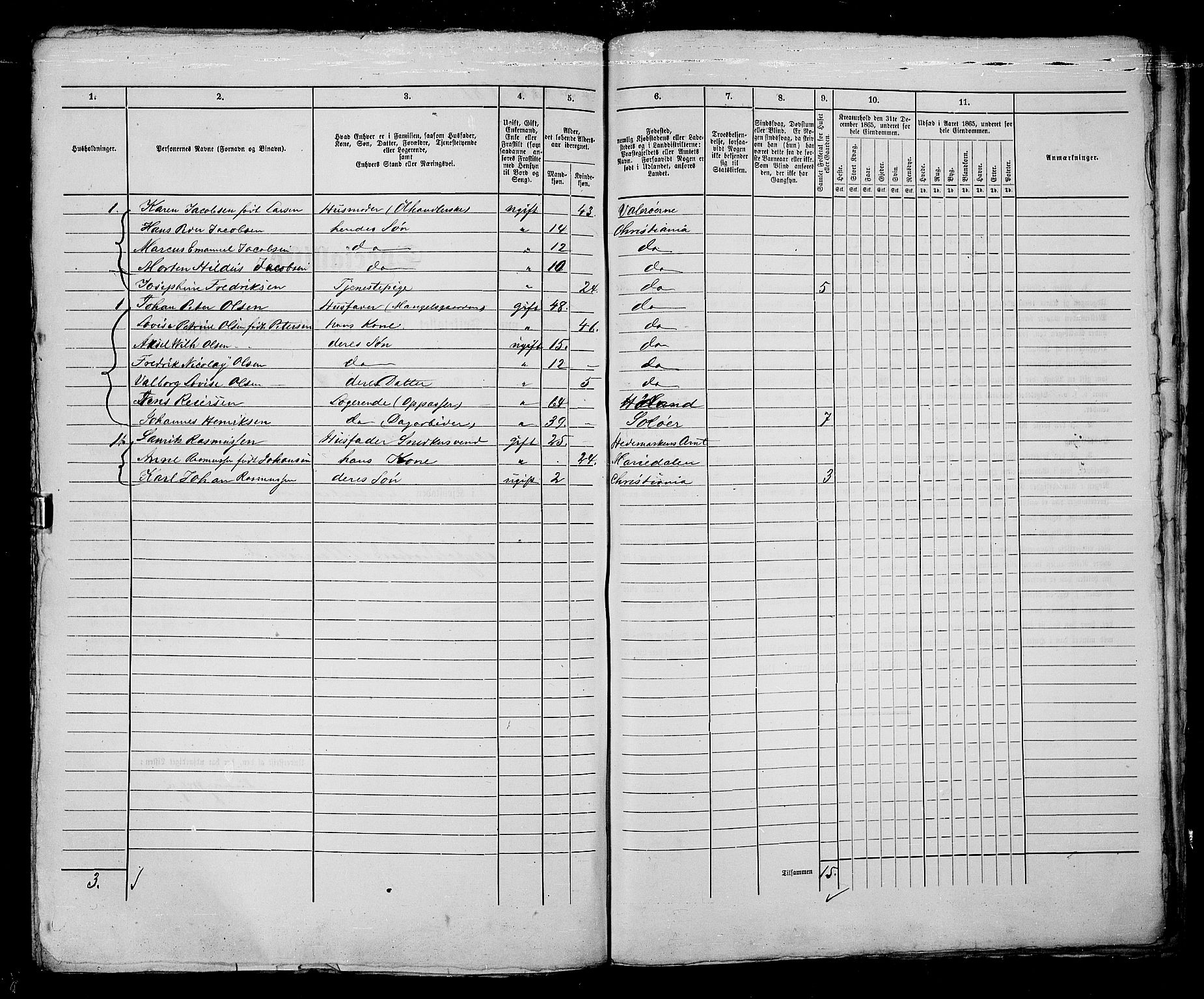 RA, 1865 census for Kristiania, 1865, p. 2220