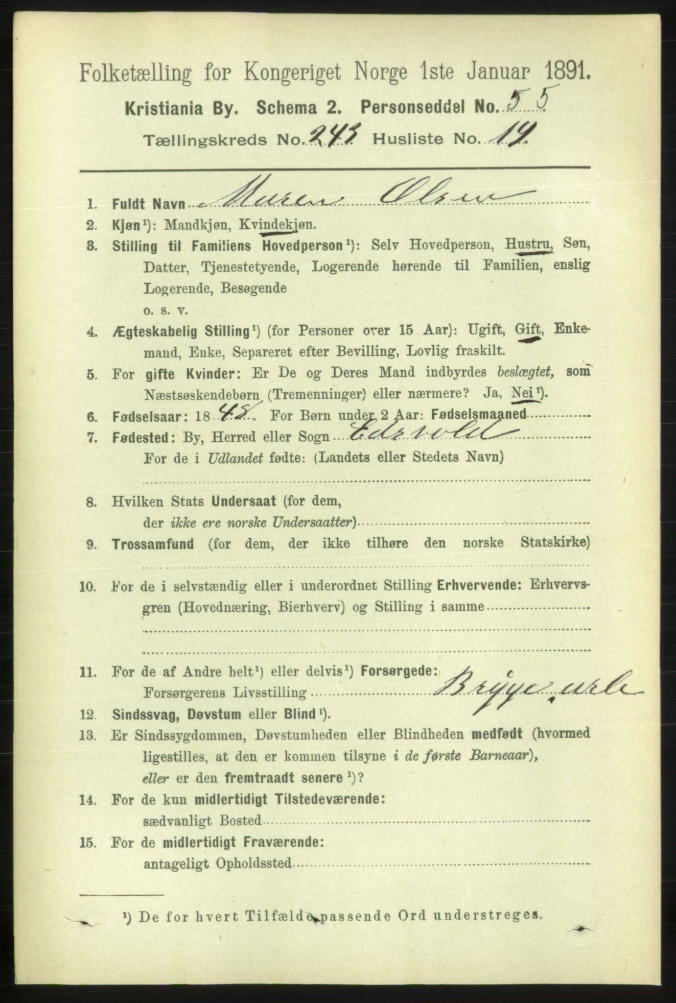 RA, 1891 census for 0301 Kristiania, 1891, p. 148239