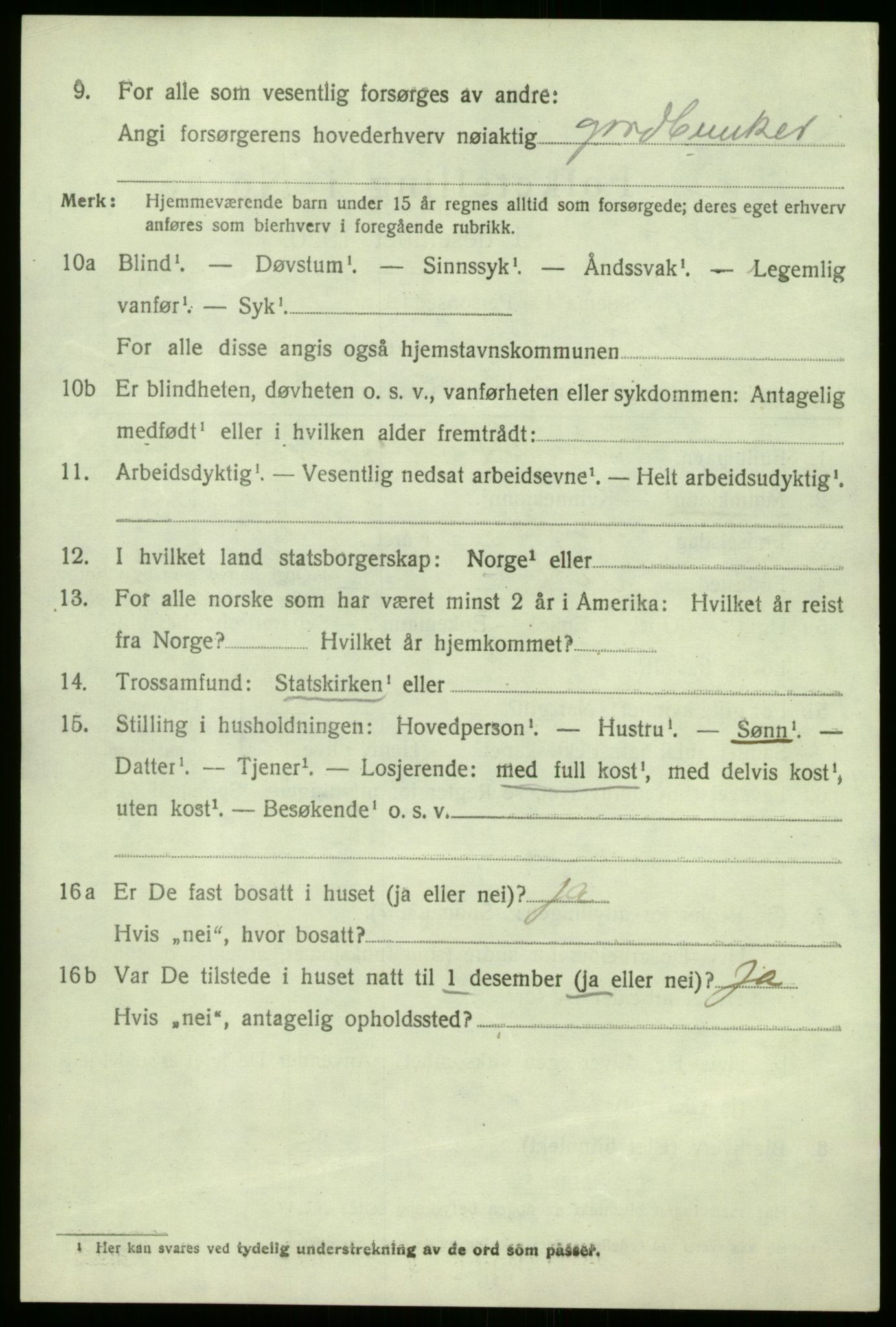 SAB, 1920 census for Vik, 1920, p. 2110