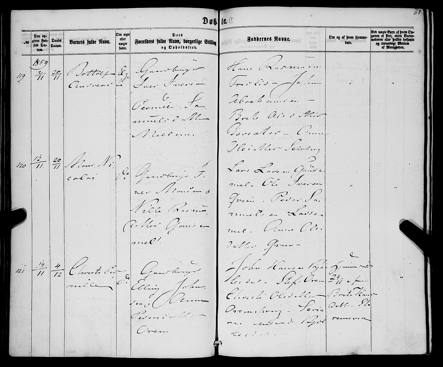 Eid sokneprestembete, AV/SAB-A-82301/H/Haa/Haaa/L0008: Parish register (official) no. A 8, 1858-1860, p. 63