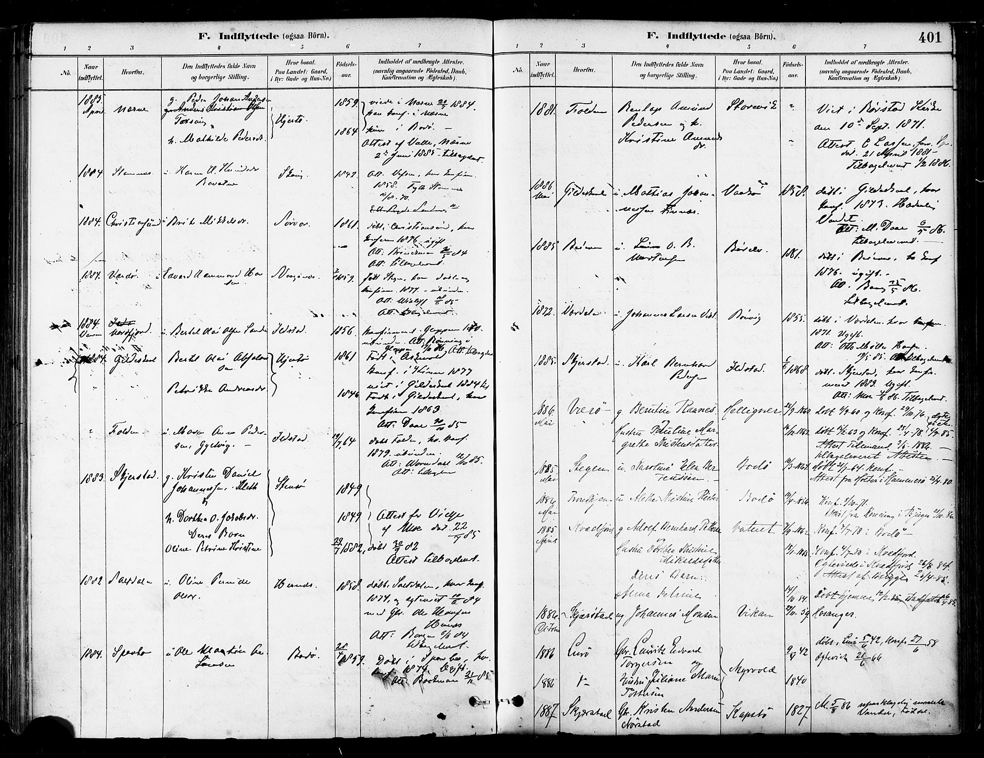 Ministerialprotokoller, klokkerbøker og fødselsregistre - Nordland, SAT/A-1459/802/L0054: Parish register (official) no. 802A01, 1879-1893, p. 401