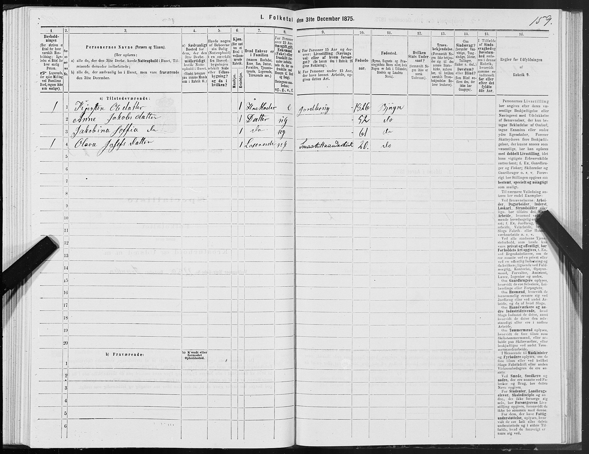 SAT, 1875 census for 1627P Bjugn, 1875, p. 2159