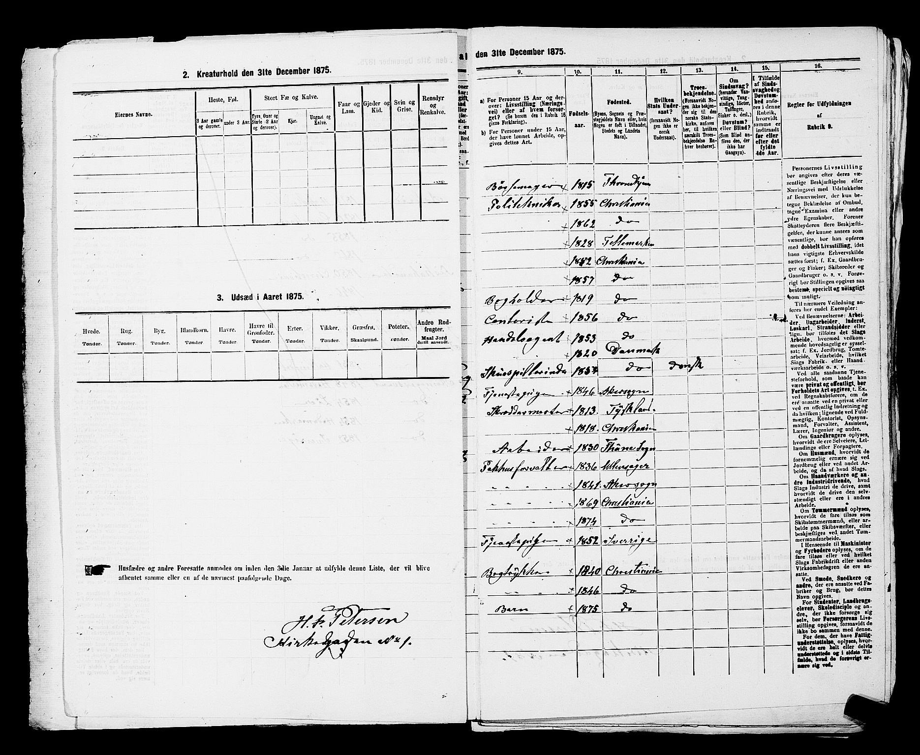 RA, 1875 census for 0301 Kristiania, 1875, p. 169