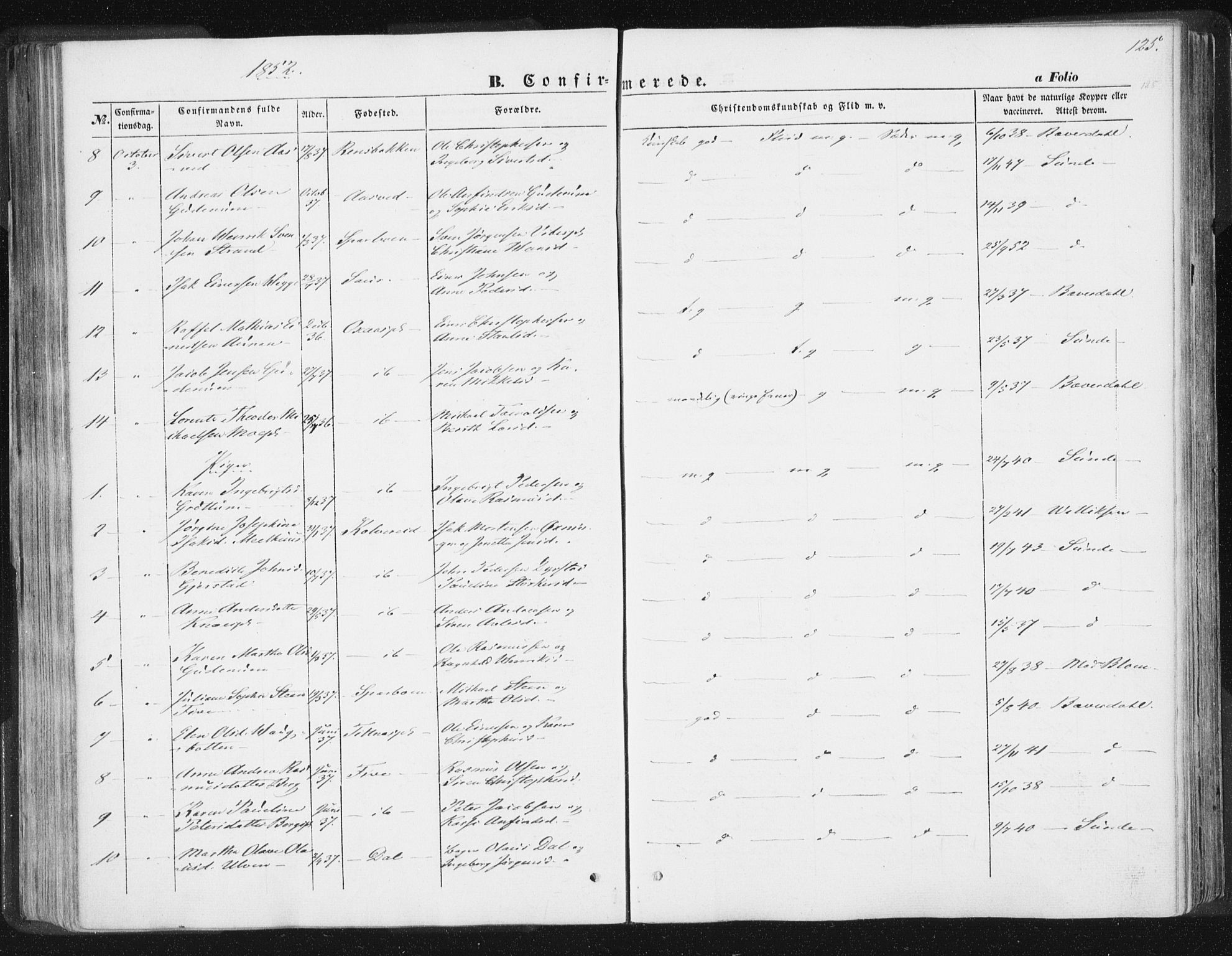 Ministerialprotokoller, klokkerbøker og fødselsregistre - Nord-Trøndelag, AV/SAT-A-1458/746/L0446: Parish register (official) no. 746A05, 1846-1859, p. 125