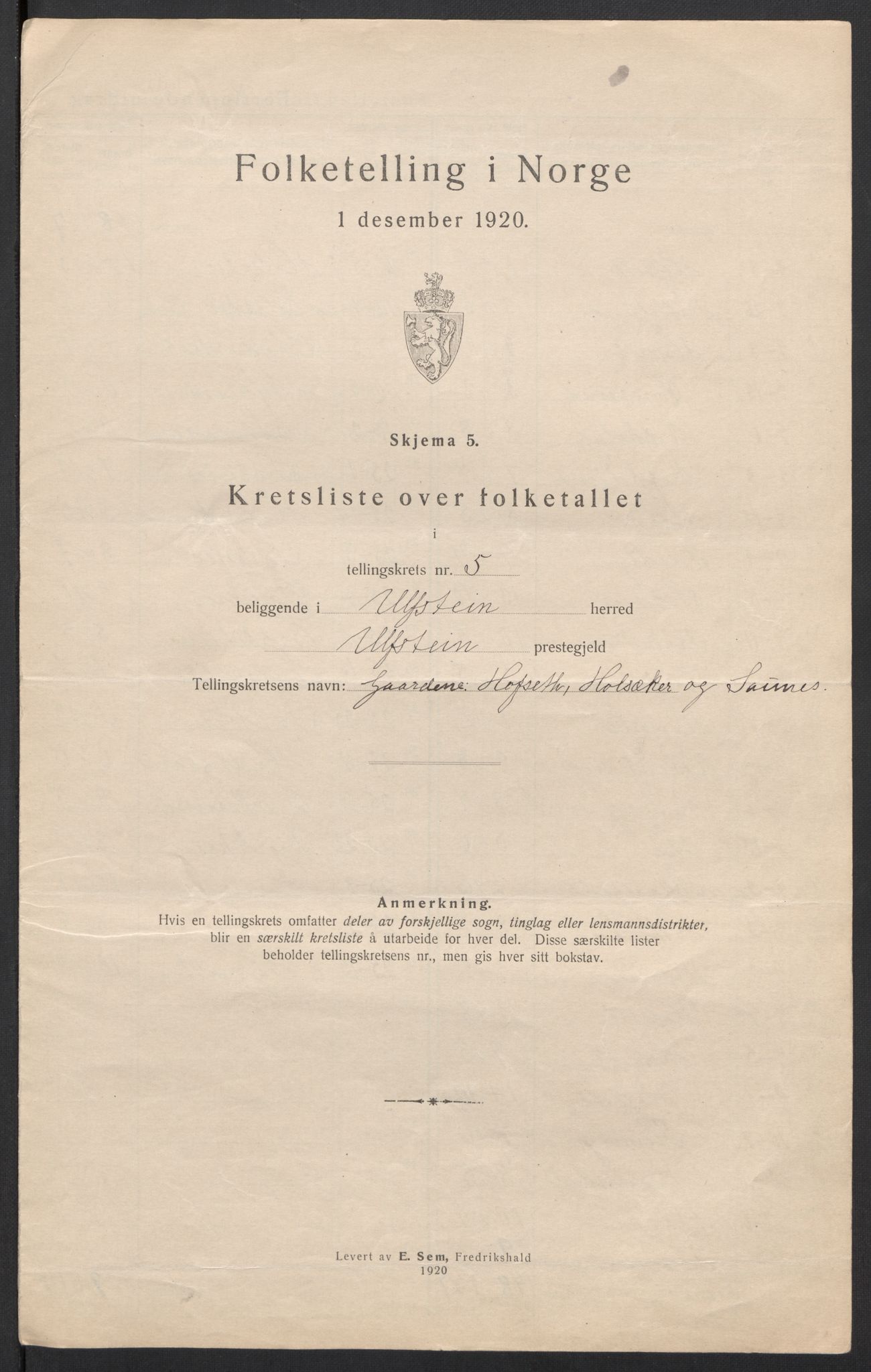 SAT, 1920 census for Ulstein, 1920, p. 26