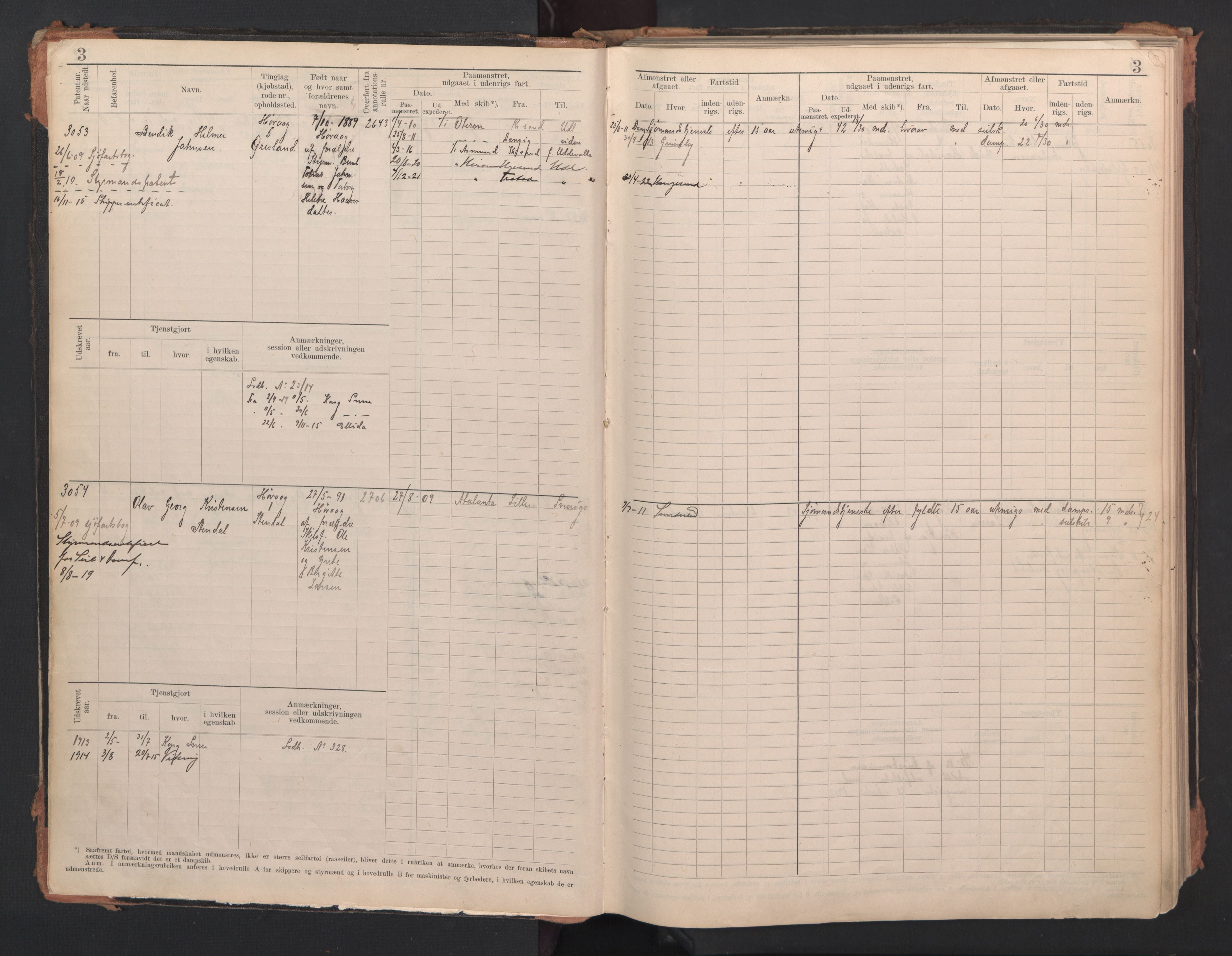 Lillesand mønstringskrets, SAK/2031-0014/F/Fb/L0006: Hovedrulle A nr 3049-3634, W-15, 1913-1946, p. 6