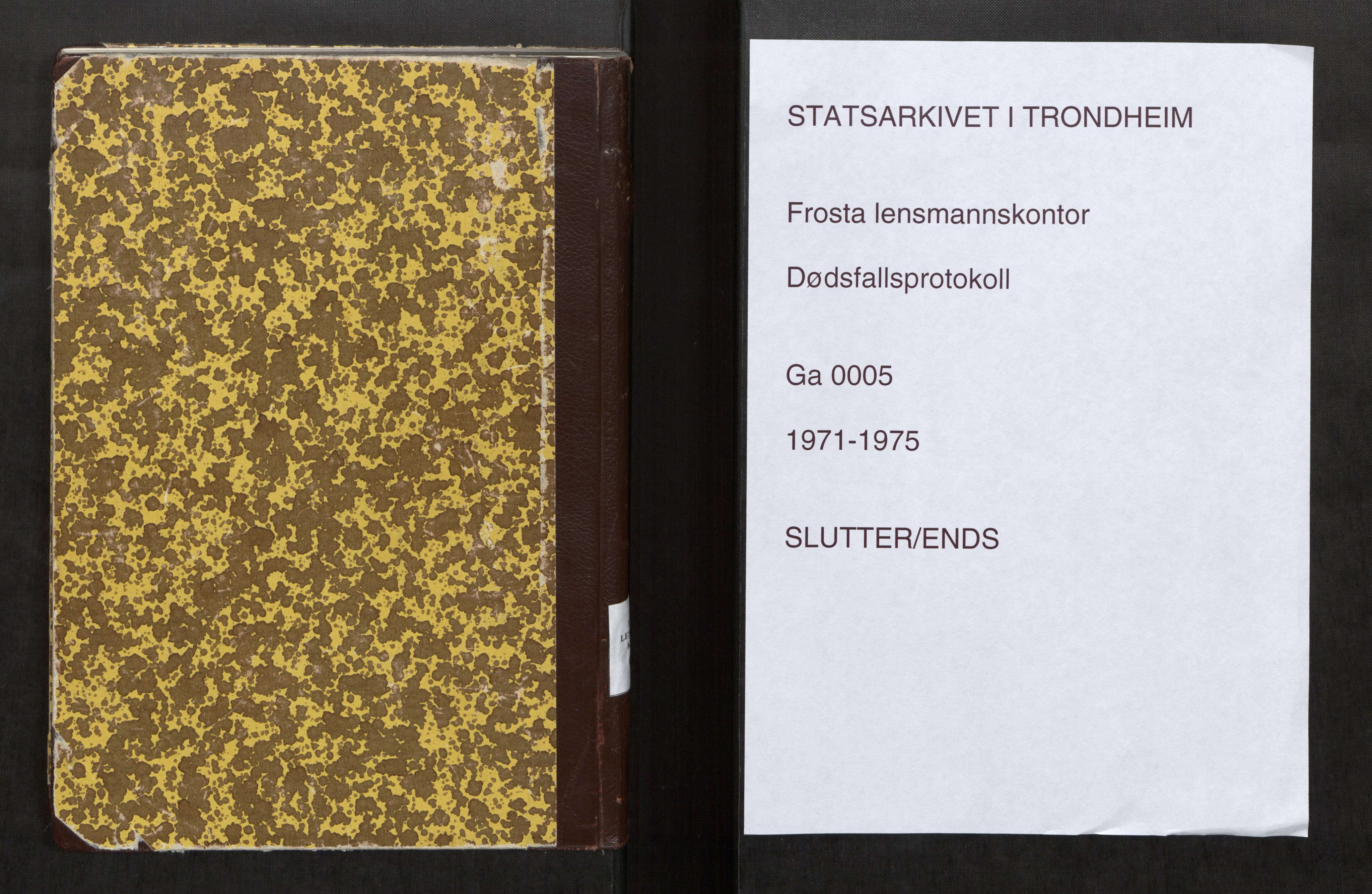 Frosta lensmannskontor, SAT/A-1023/3/Ga/L0005: Dødsfallsprotokoll, 1971-1975