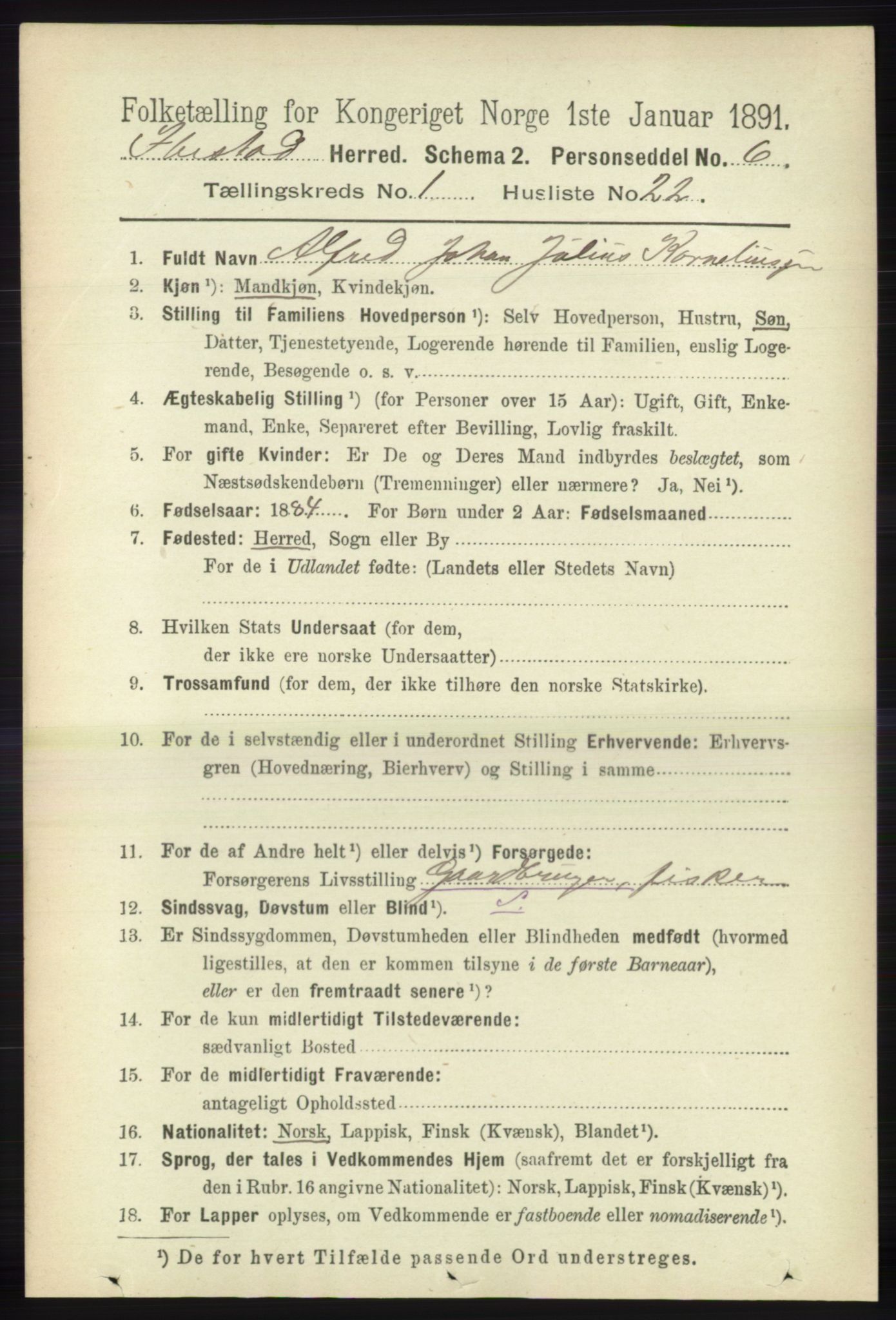 RA, 1891 census for 1917 Ibestad, 1891, p. 279