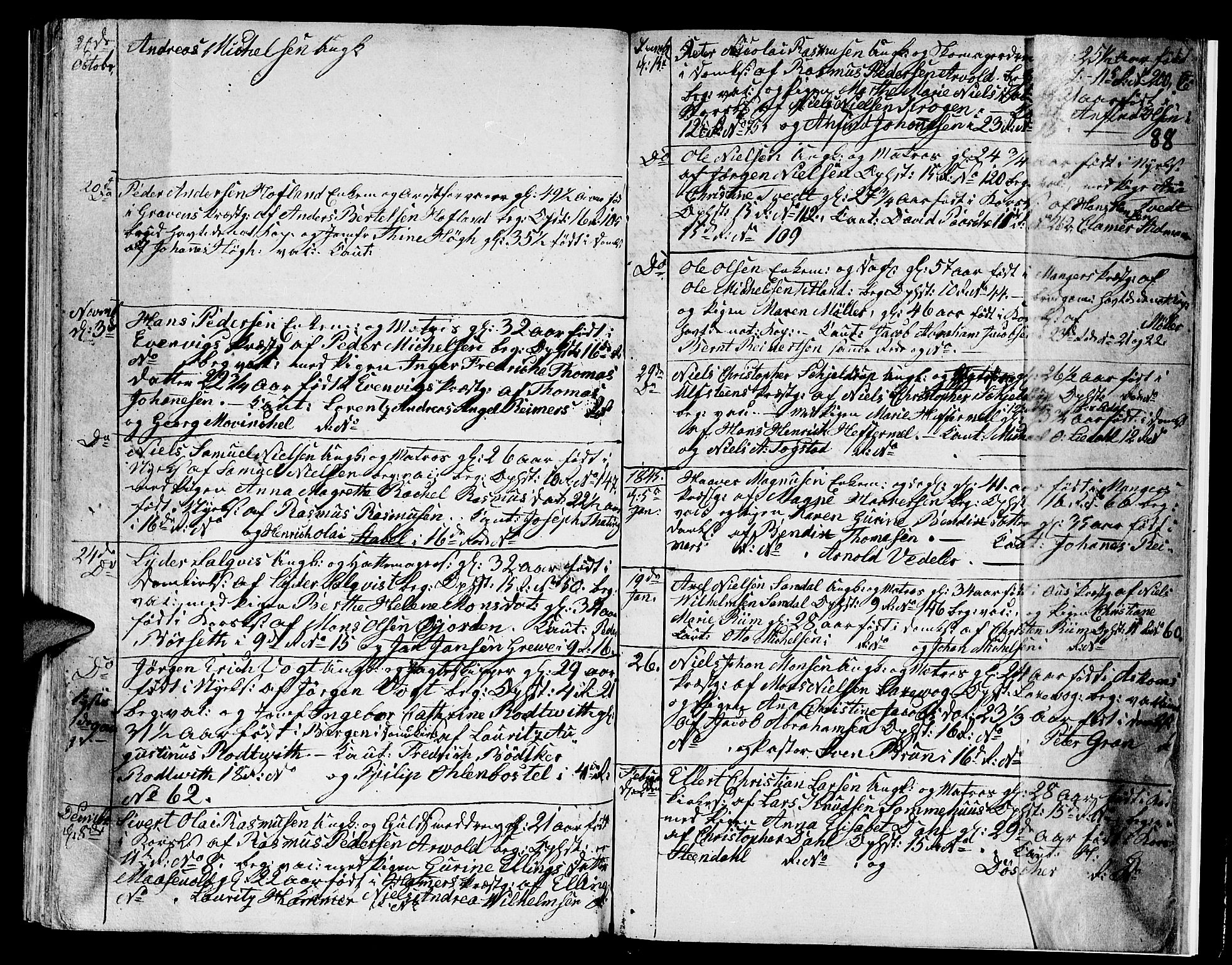 Domkirken sokneprestembete, SAB/A-74801/H/Hab/L0003: Parish register (copy) no. A 3, 1820-1853, p. 88