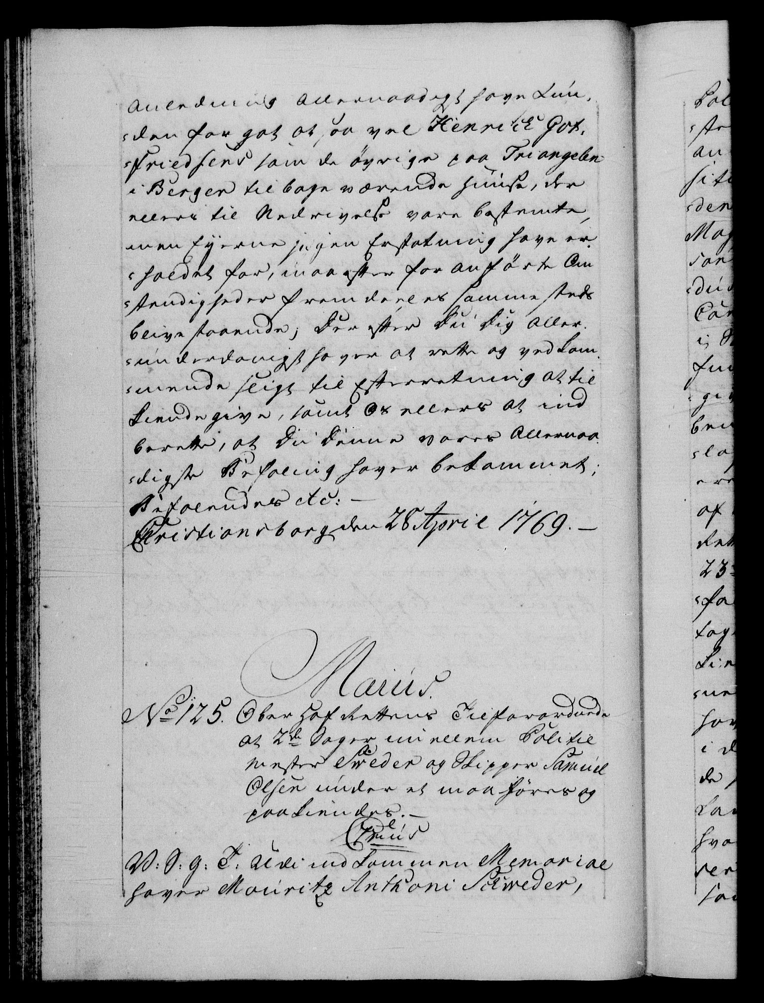 Danske Kanselli 1572-1799, RA/EA-3023/F/Fc/Fca/Fcab/L0039: Norske tegnelser, 1769-1771, p. 61b