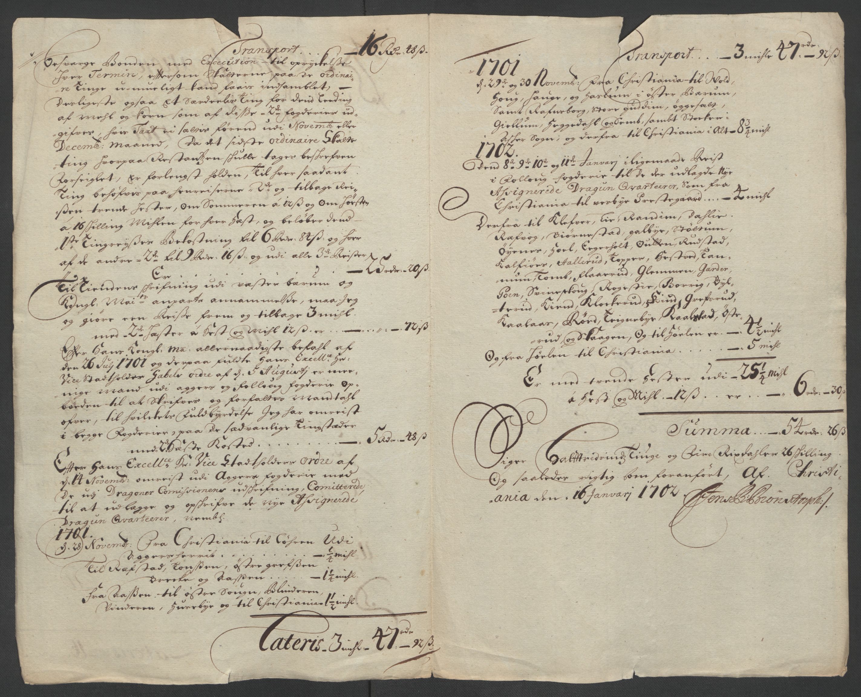 Rentekammeret inntil 1814, Reviderte regnskaper, Fogderegnskap, AV/RA-EA-4092/R10/L0444: Fogderegnskap Aker og Follo, 1701-1702, p. 206