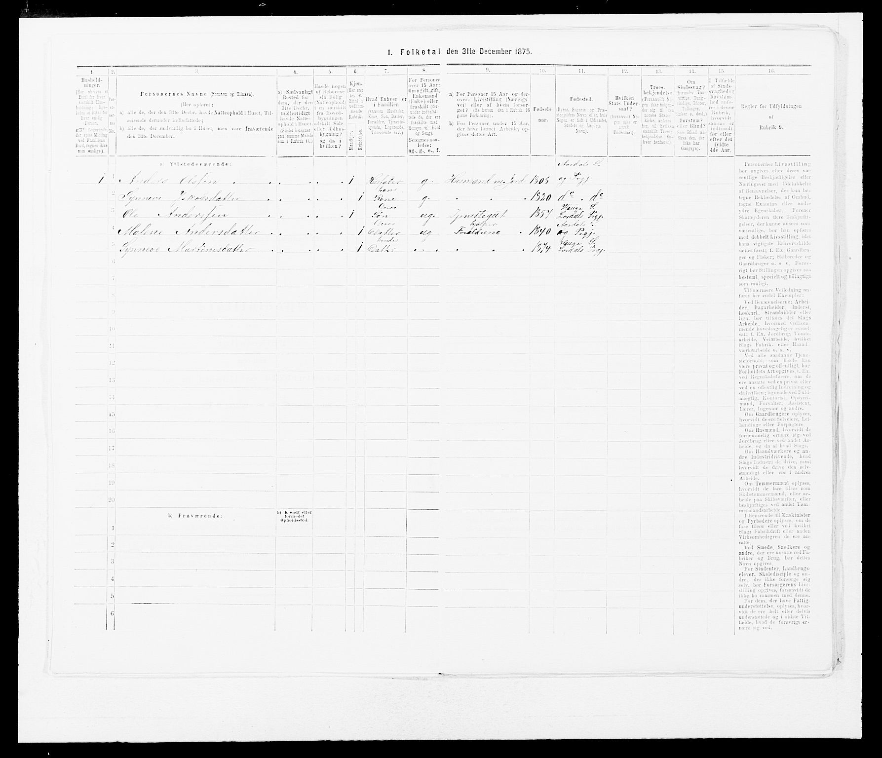 SAB, 1875 census for 1422P Lærdal, 1875, p. 24