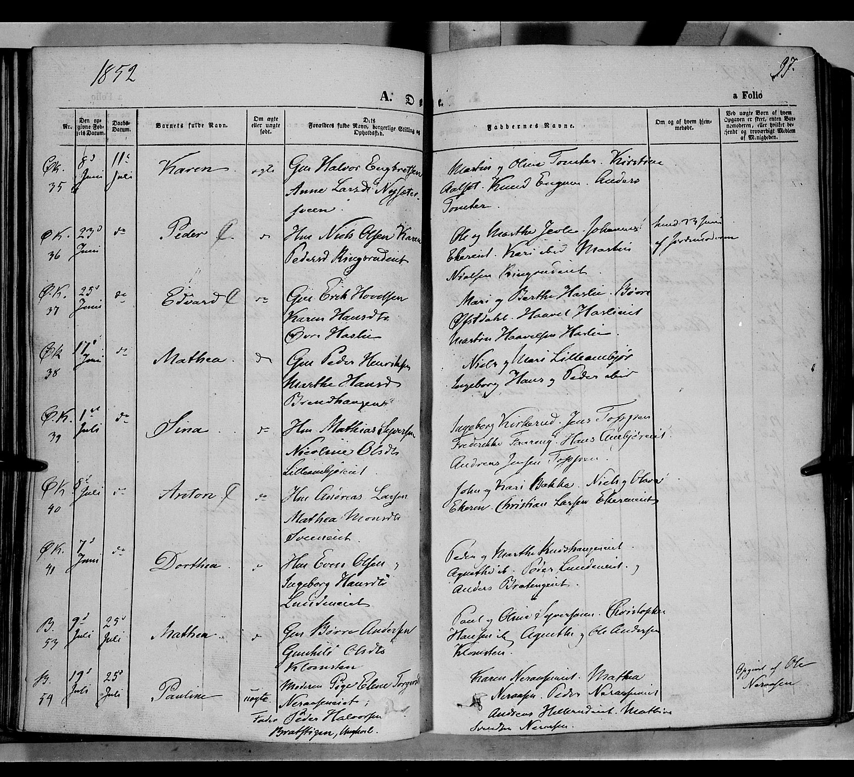 Biri prestekontor, SAH/PREST-096/H/Ha/Haa/L0005: Parish register (official) no. 5, 1843-1854, p. 97