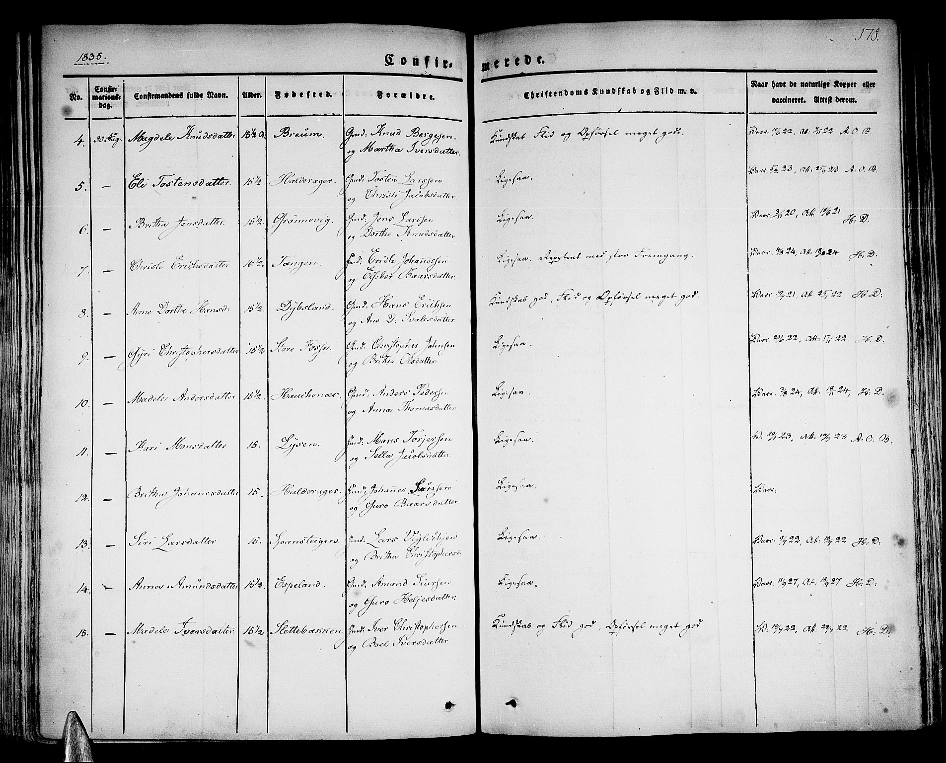 Strandebarm sokneprestembete, AV/SAB-A-78401/H/Haa: Parish register (official) no. A 6, 1826-1843, p. 178