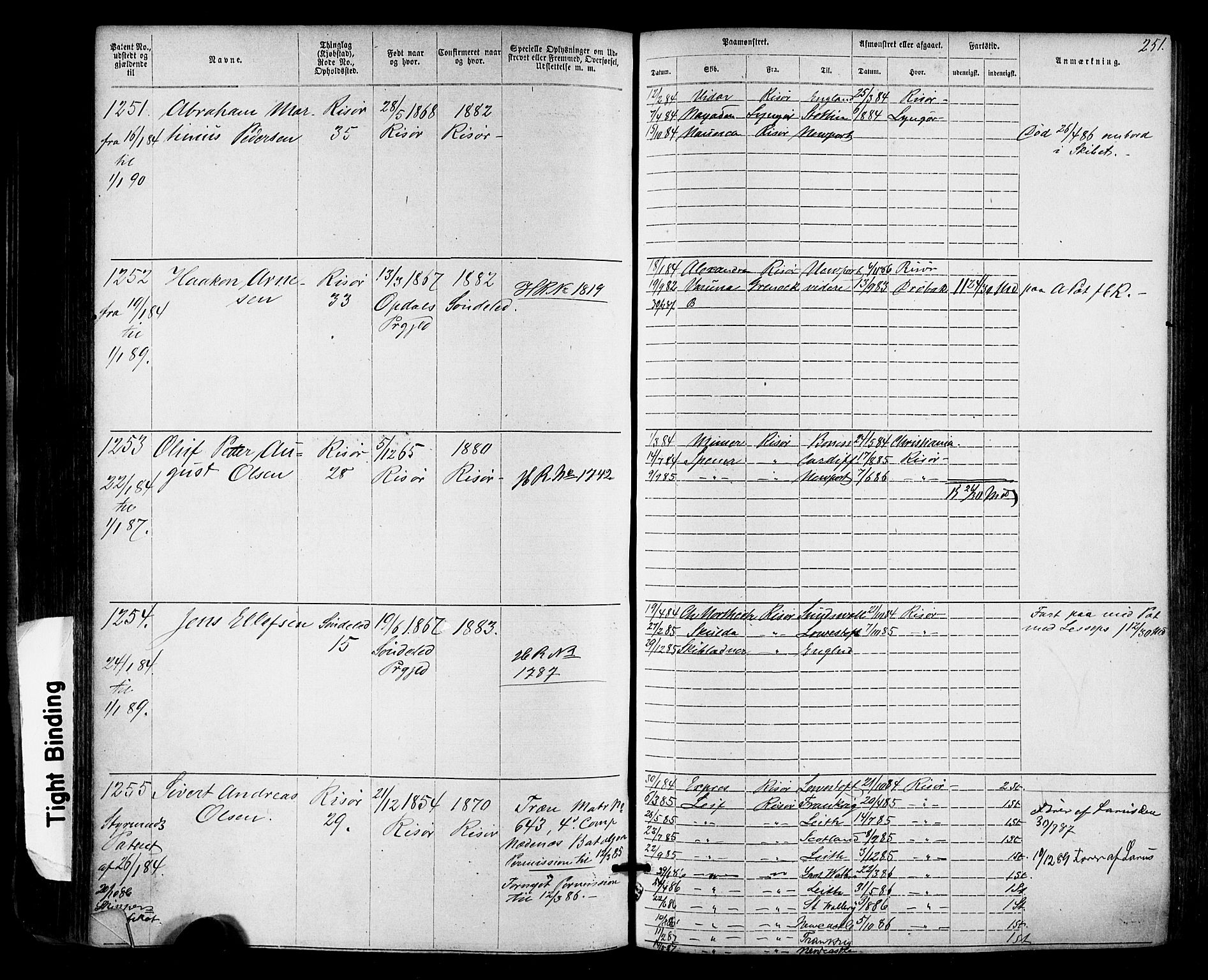 Risør mønstringskrets, AV/SAK-2031-0010/F/Fa/L0003: Annotasjonsrulle nr 1-1913 med register, T-7, 1863-1899, p. 189