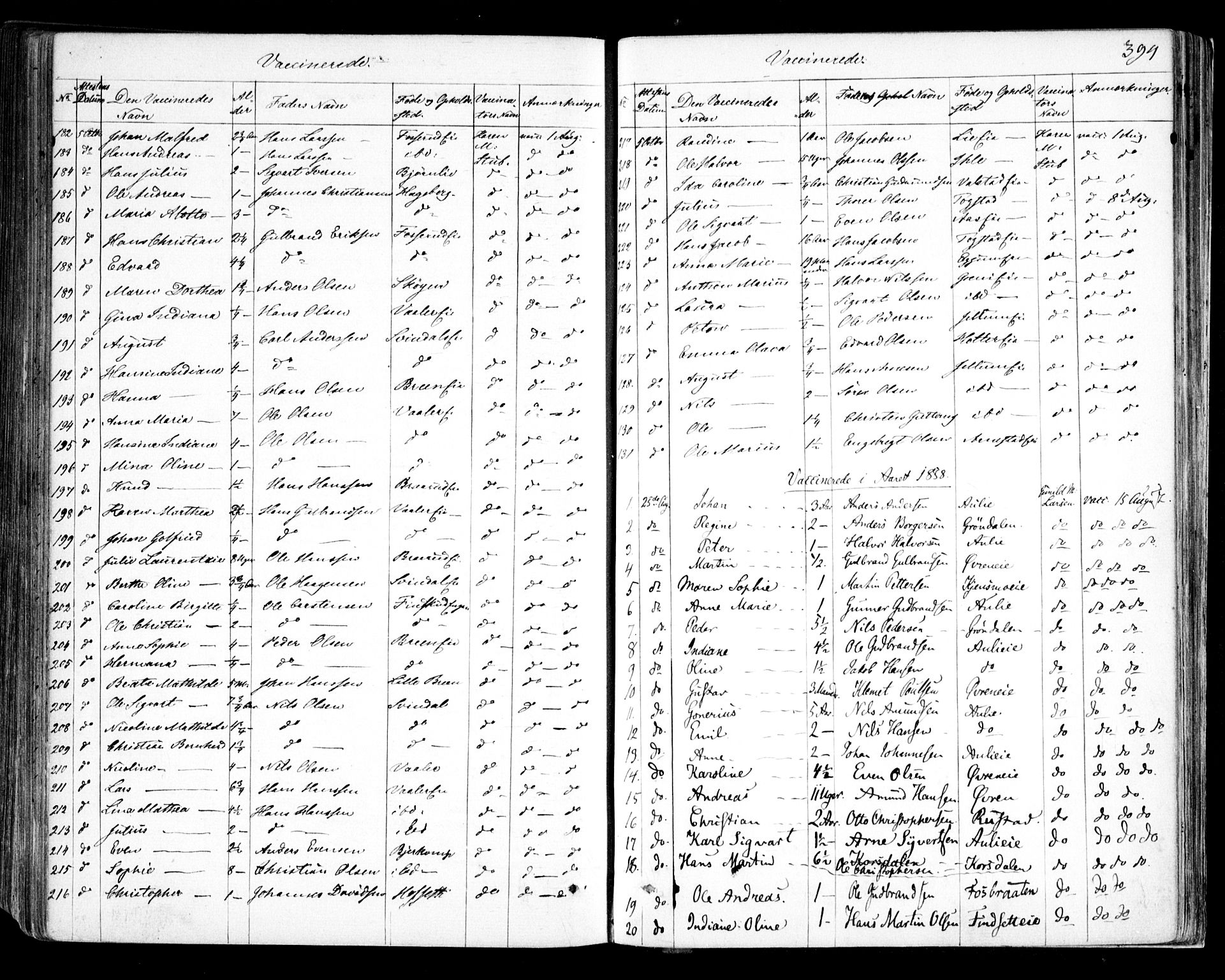 Nes prestekontor Kirkebøker, SAO/A-10410/F/Fa/L0007: Parish register (official) no. I 7, 1846-1858, p. 394