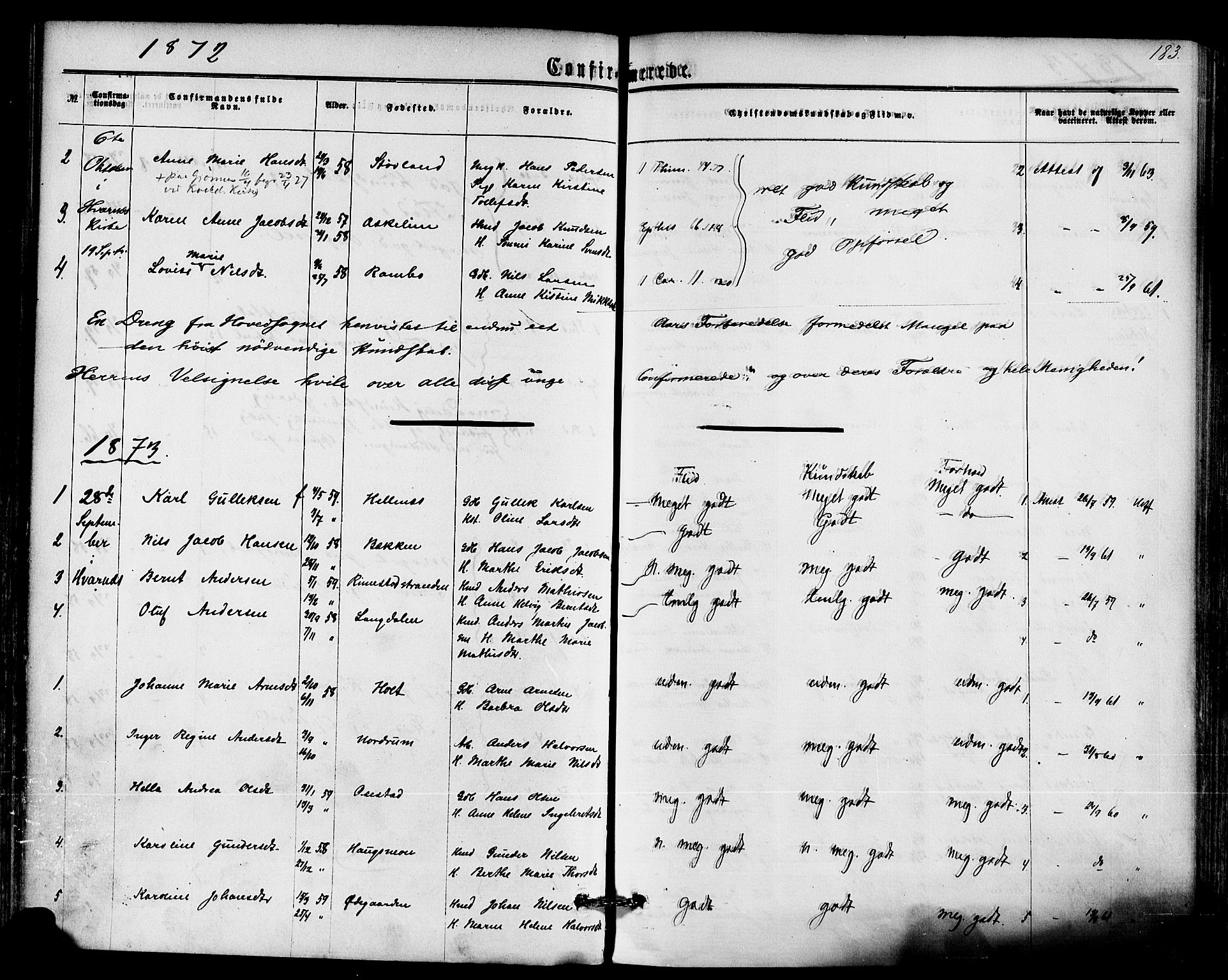 Hedrum kirkebøker, SAKO/A-344/F/Fa/L0008: Parish register (official) no. I 8, 1869-1880, p. 183