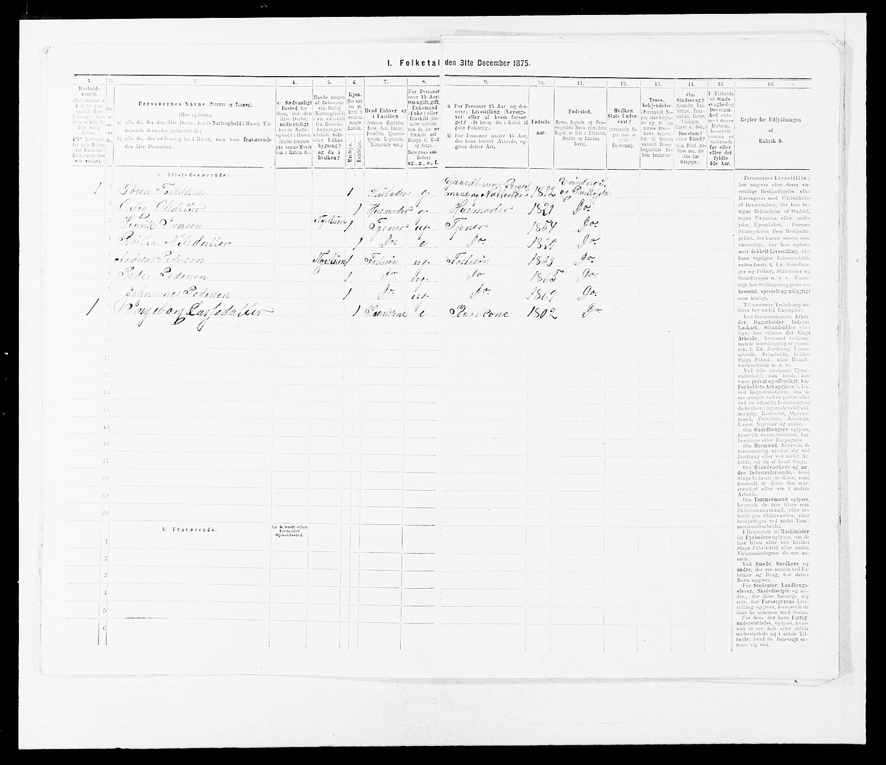 SAB, 1875 census for 1411P Eivindvik, 1875, p. 549